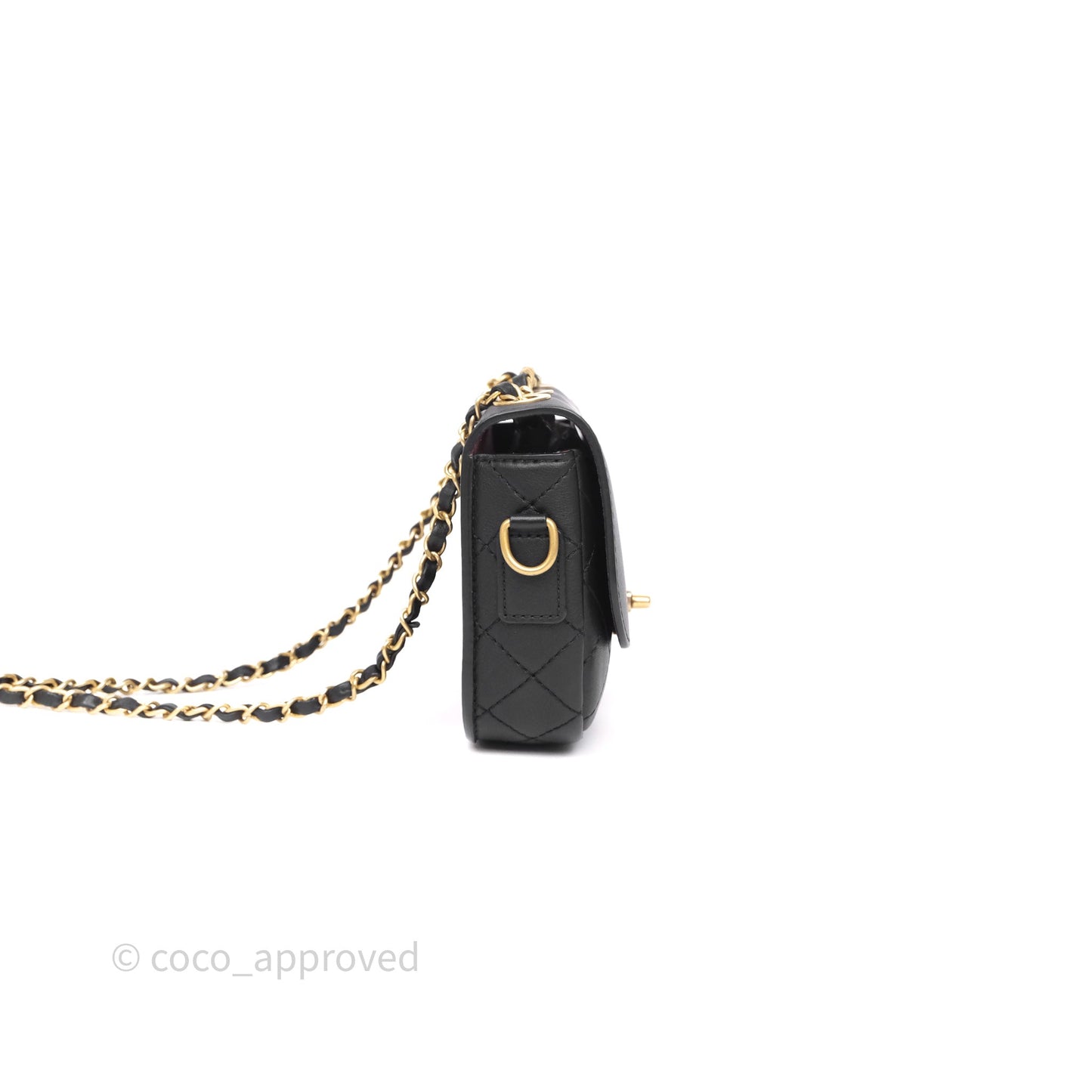 Chanel Quilted Flap Bag with Coin Purse Black Calfksin Aged Gold Hardware
