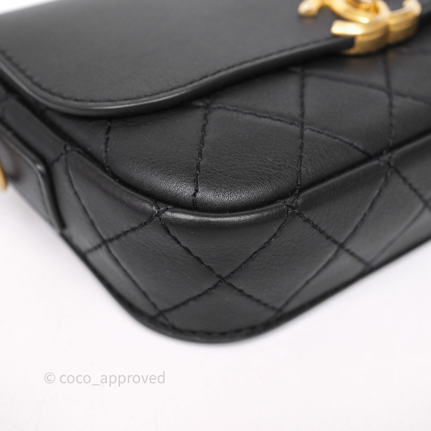 Chanel Quilted Flap Bag with Coin Purse Black Calfksin Aged Gold Hardware
