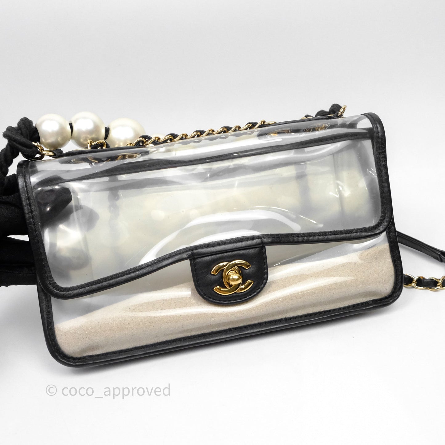 Chanel Medium Sand By The Sea PVC Flap Black Lambskin Gold Hardware