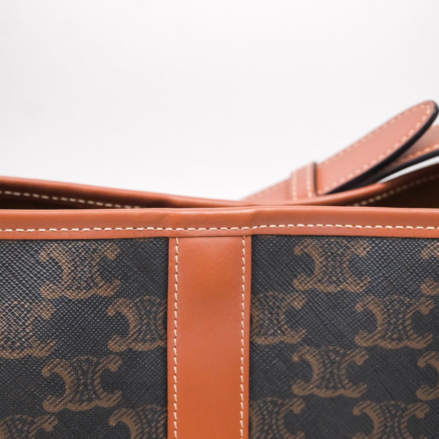 Celine Small Bucket Triomphe Canvas Tan Calfskin