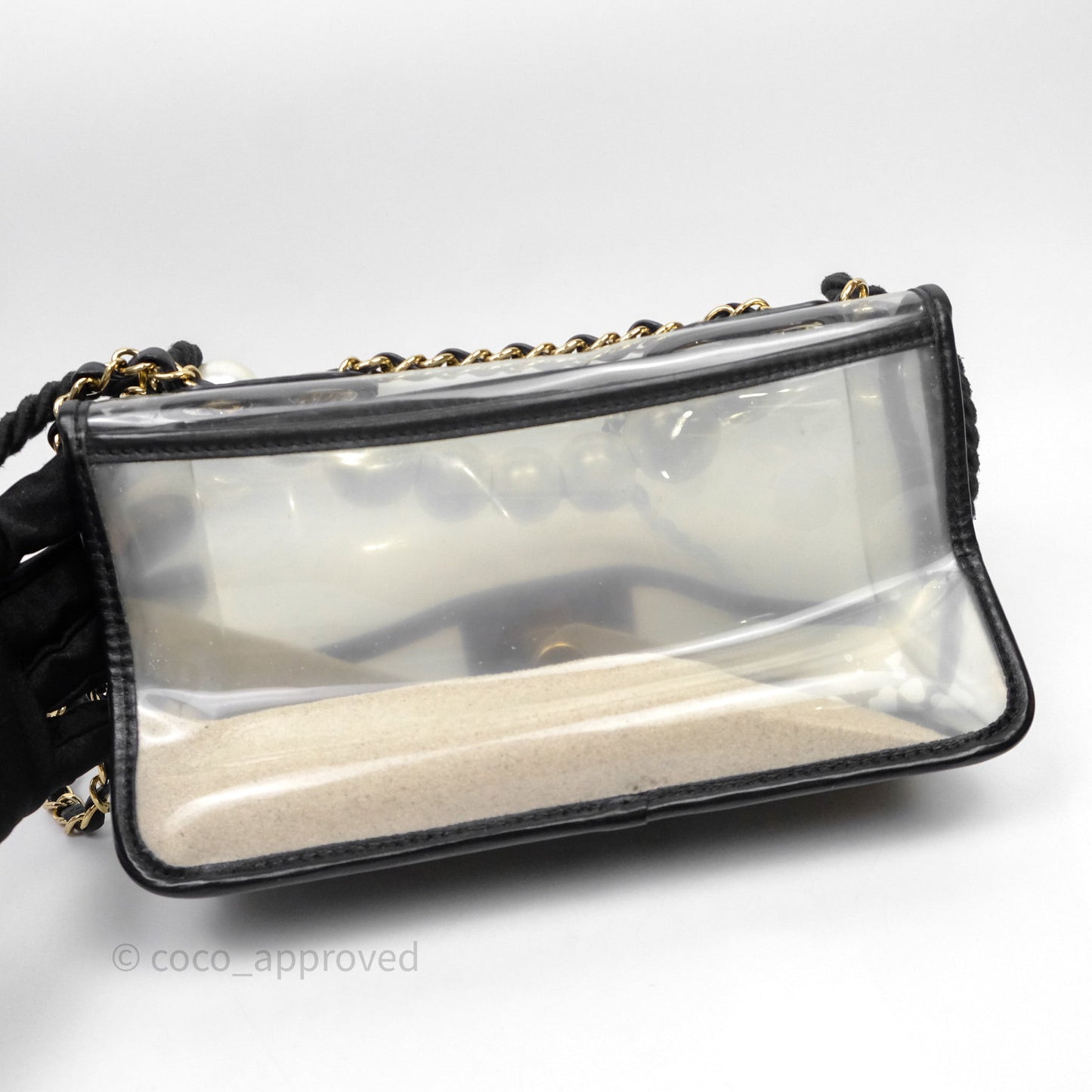 Chanel Medium Sand By The Sea PVC Flap Black Lambskin Gold Hardware