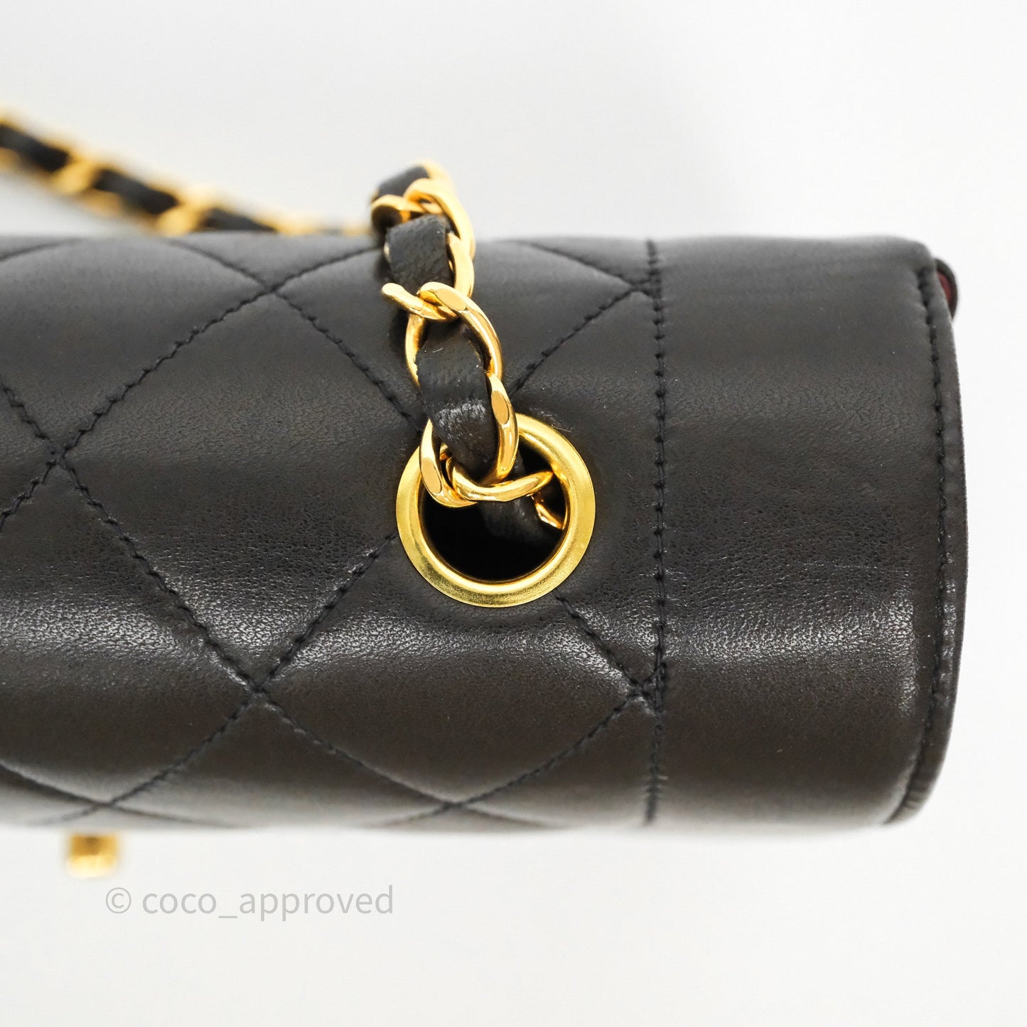 Chanel Small Vintage Quilted Classic Diana Flap Bag Black Lambskin 24K Gold Hardware