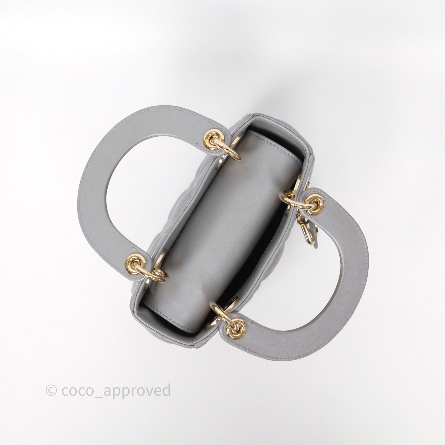 Christian Dior Mini Lady Dior Iridescent Grey Lambskin Cannage Gold Hardware