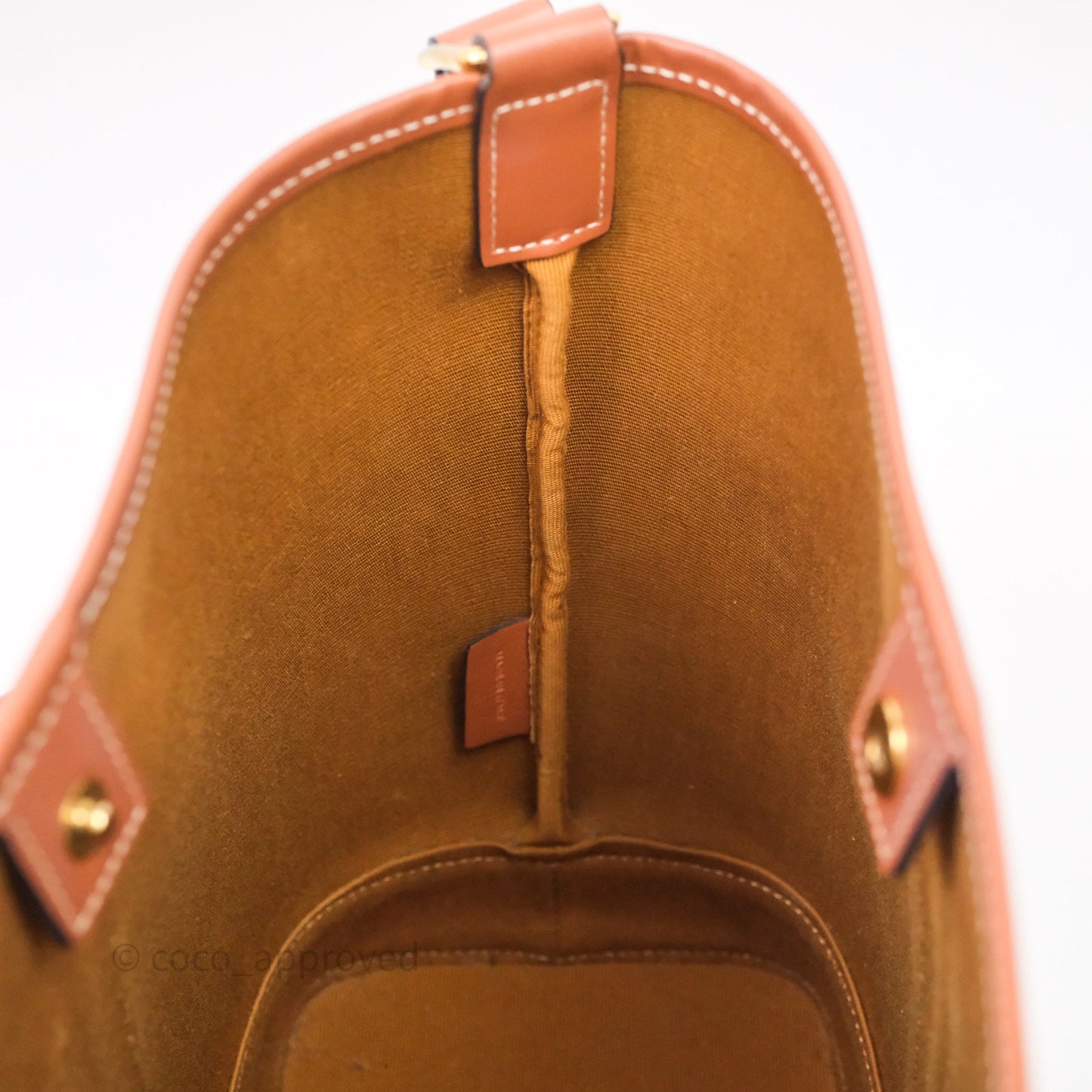 Celine Small Bucket Triomphe Canvas Tan Calfskin