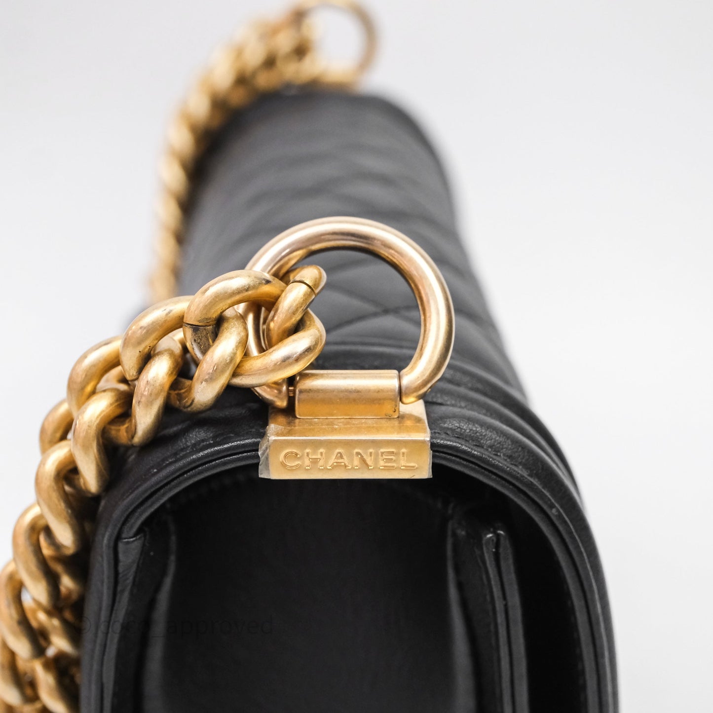 Chanel Medium Boy Quilted Black Calfskin Aged Gold Hardware