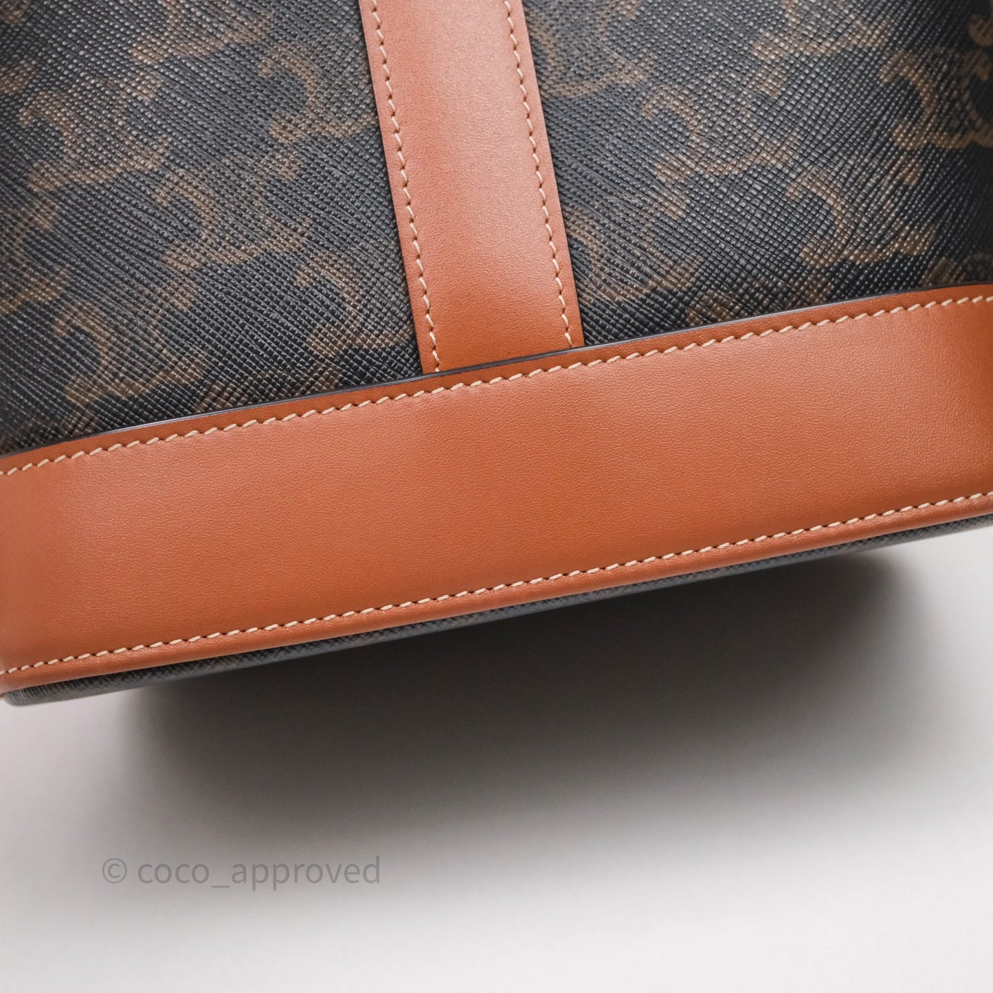 Celine Small Bucket Triomphe Canvas Tan Calfskin
