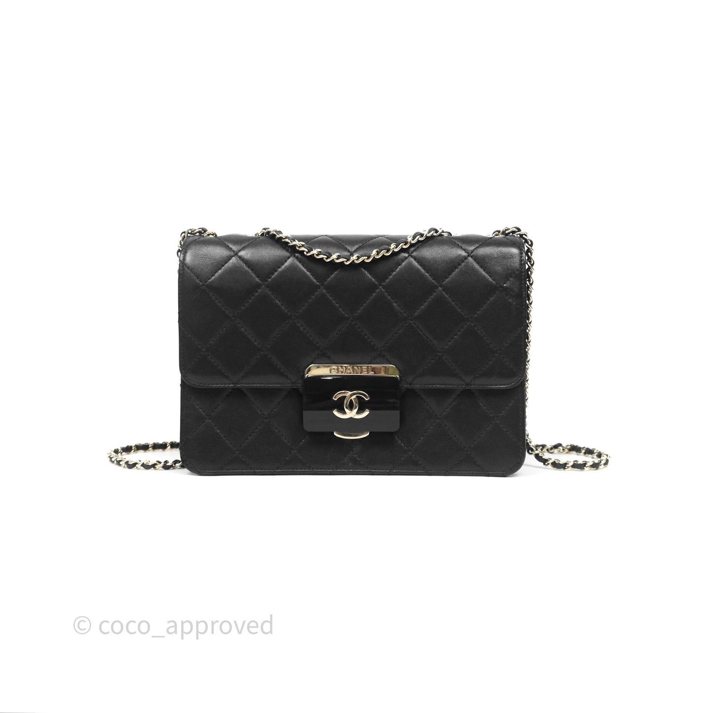 Chanel Beauty Lock Flap Bag Black Calfskin Gold Hardware
