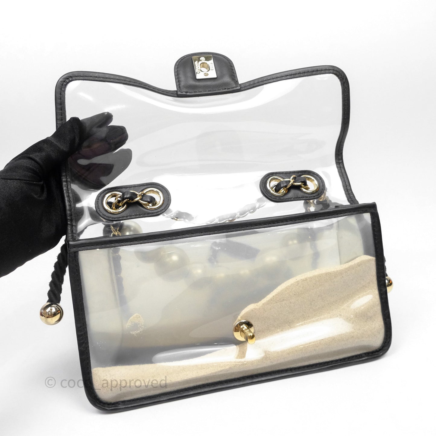 Chanel Medium Sand By The Sea PVC Flap Black Lambskin Gold Hardware