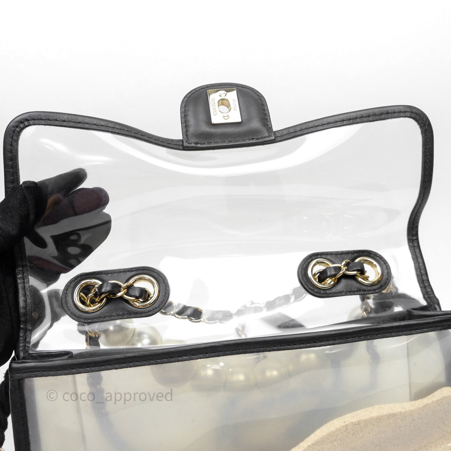 Chanel Medium Sand By The Sea PVC Flap Black Lambskin Gold Hardware
