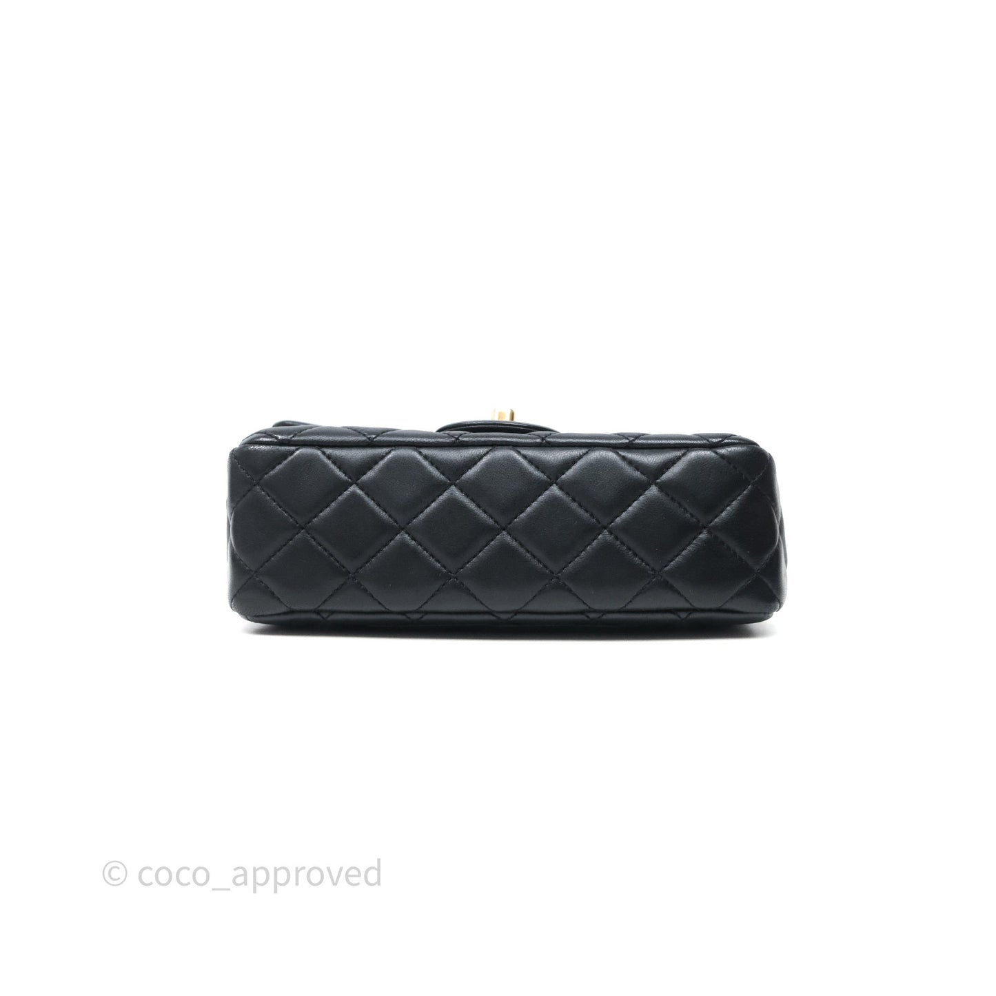 Chanel Mini Rectangular Pearl Crush Quilted Black Lambskin Aged Gold Hardware