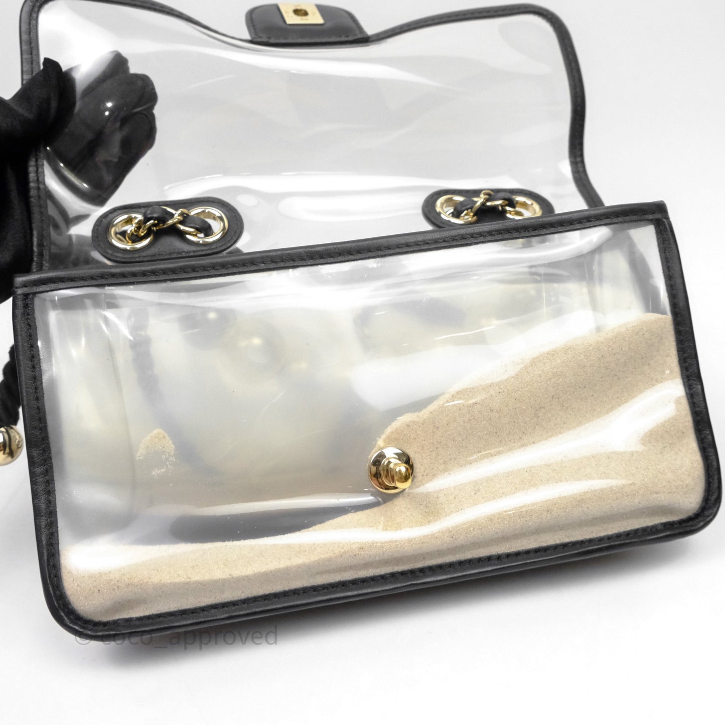 Chanel Medium Sand By The Sea PVC Flap Black Lambskin Gold Hardware