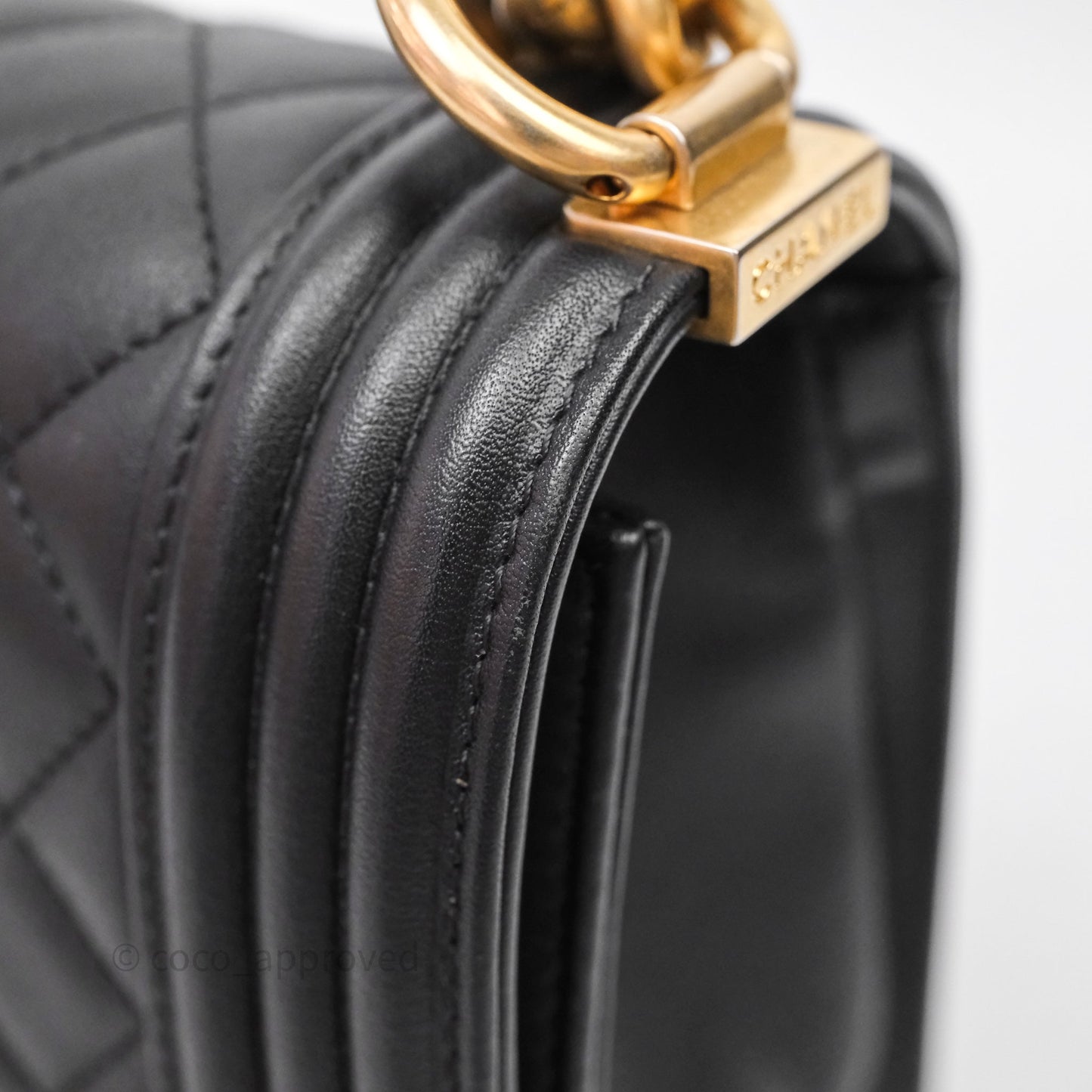 Chanel Medium Boy Quilted Black Calfskin Aged Gold Hardware
