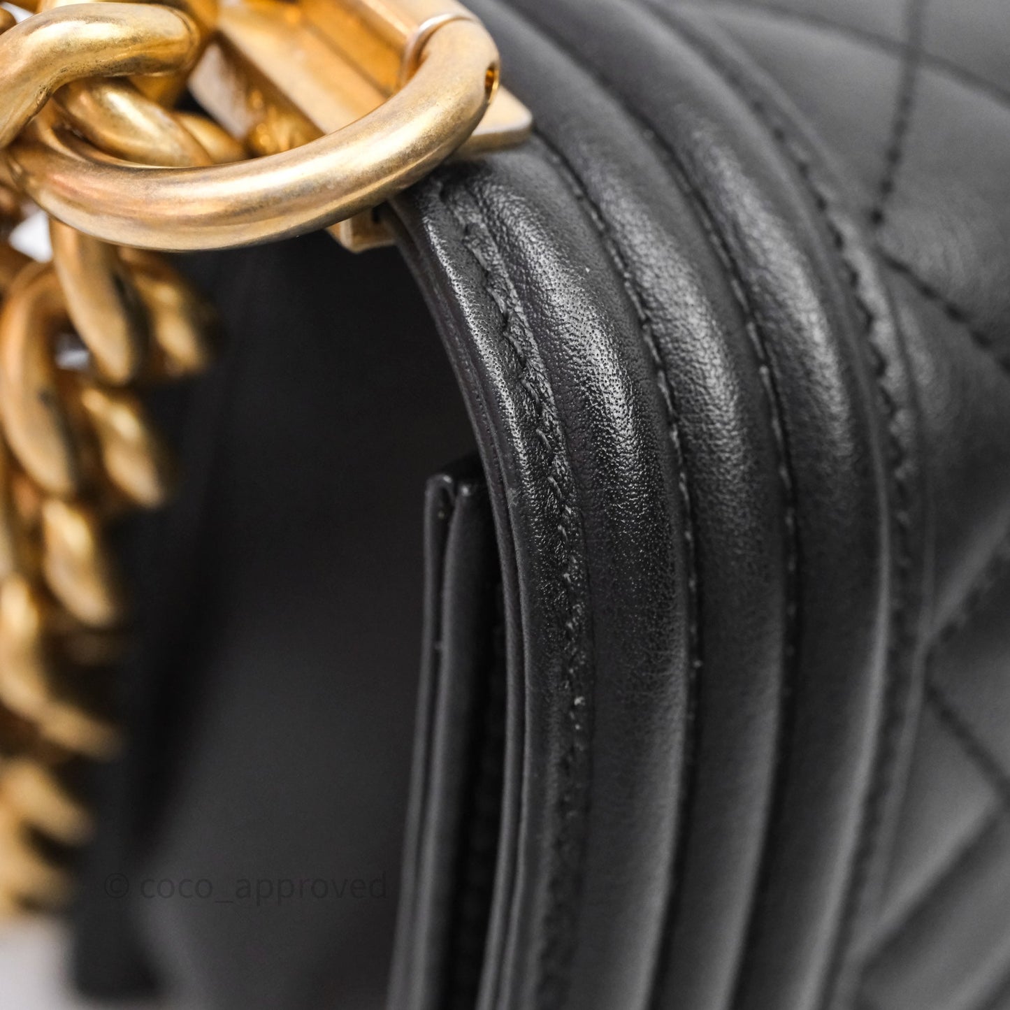 Chanel Medium Boy Quilted Black Calfskin Aged Gold Hardware