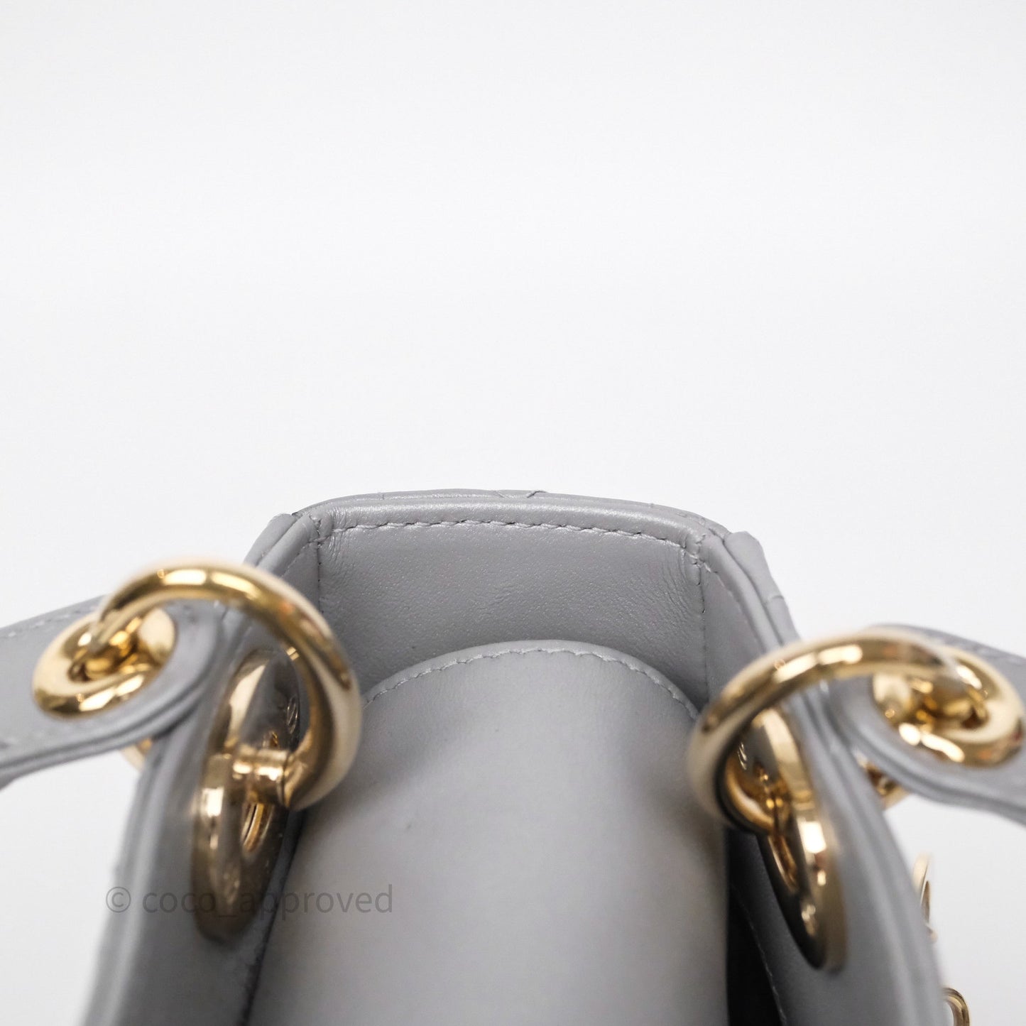 Christian Dior Mini Lady Dior Iridescent Grey Lambskin Cannage Gold Hardware