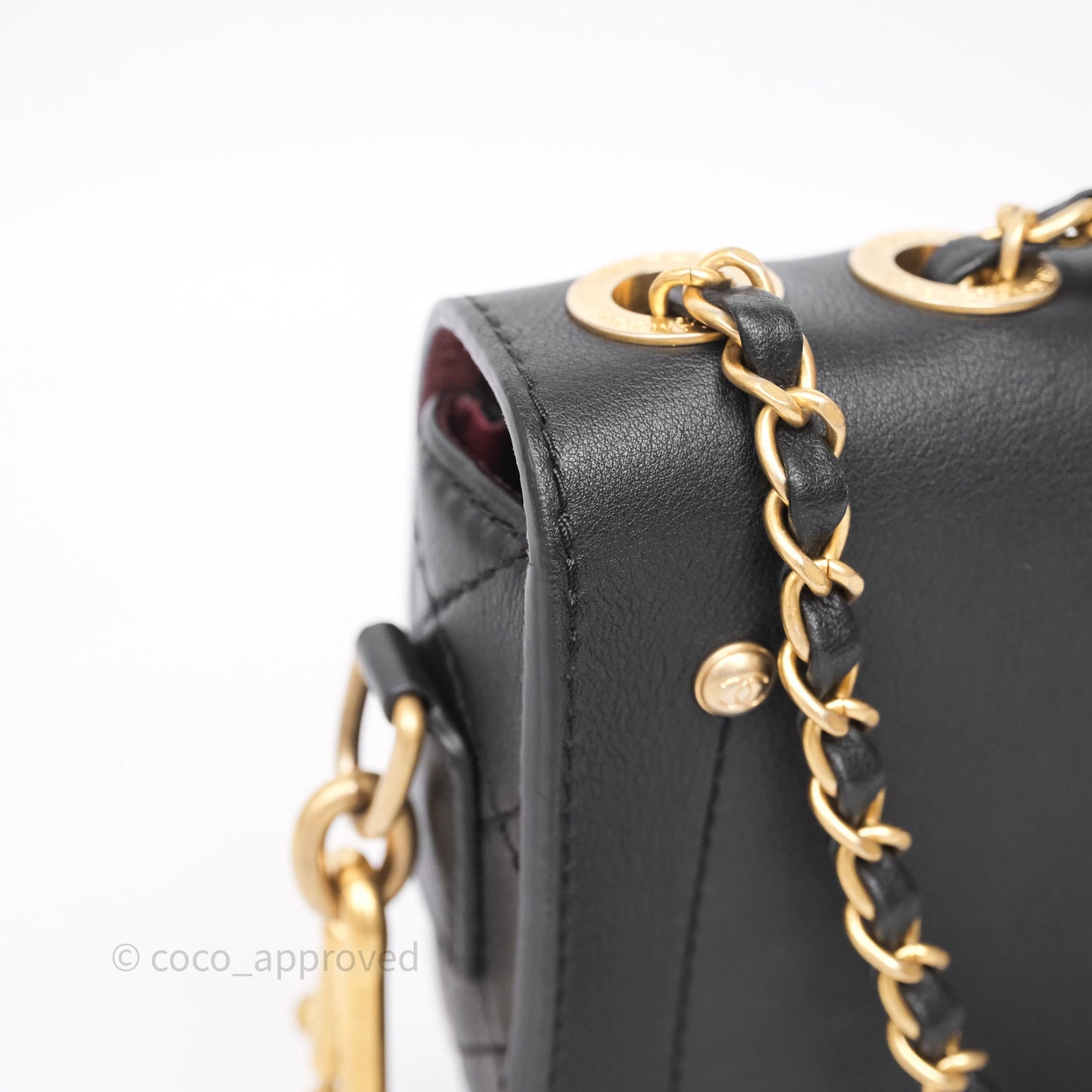 Chanel Quilted Flap Bag with Coin Purse Black Calfksin Aged Gold Hardware