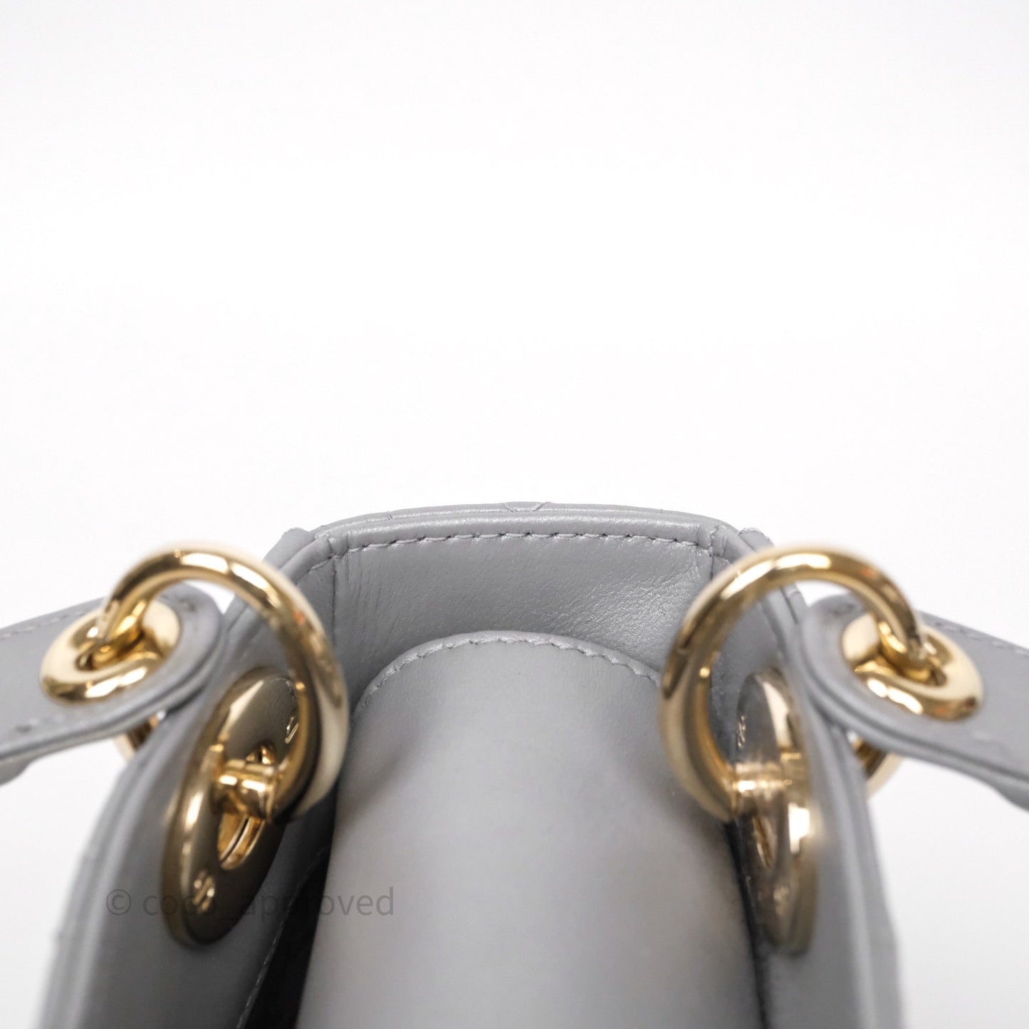 Christian Dior Mini Lady Dior Iridescent Grey Lambskin Cannage Gold Hardware