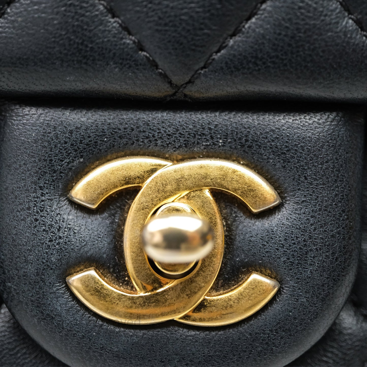 Chanel Mini Rectangular Pearl Crush Quilted Black Lambskin Aged Gold Hardware