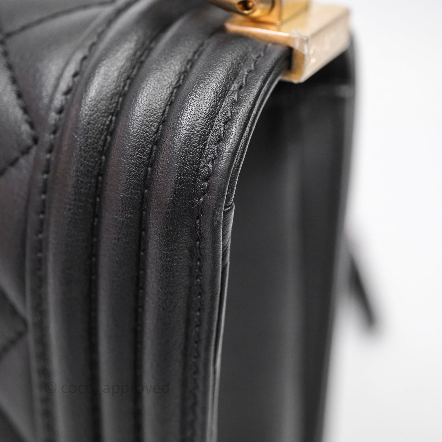 Chanel Medium Boy Quilted Black Calfskin Aged Gold Hardware