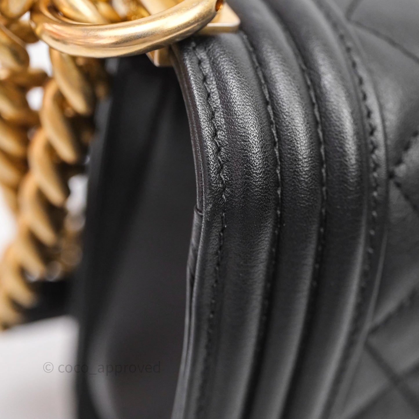 Chanel Medium Boy Quilted Black Calfskin Aged Gold Hardware