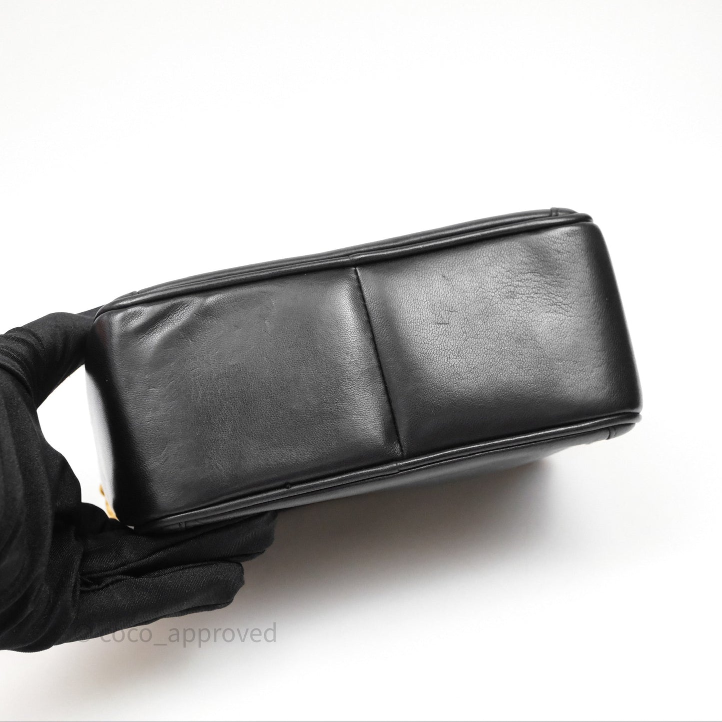 Chanel Vintage CC Camera Bag Black Lambskin 24K Gold Hardware
