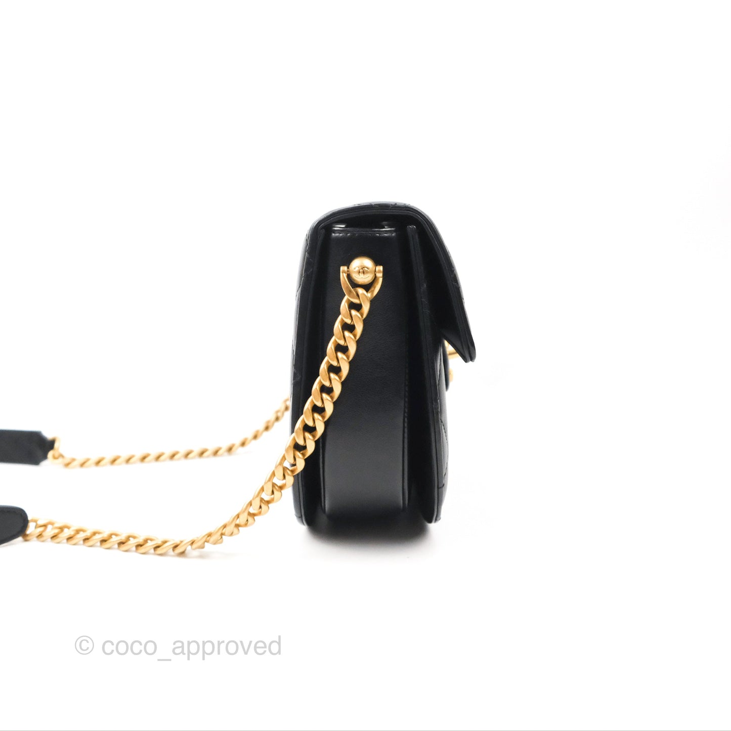 Chanel Small Round Messenger Bag Black Calfskin Aged Gold Hardware
