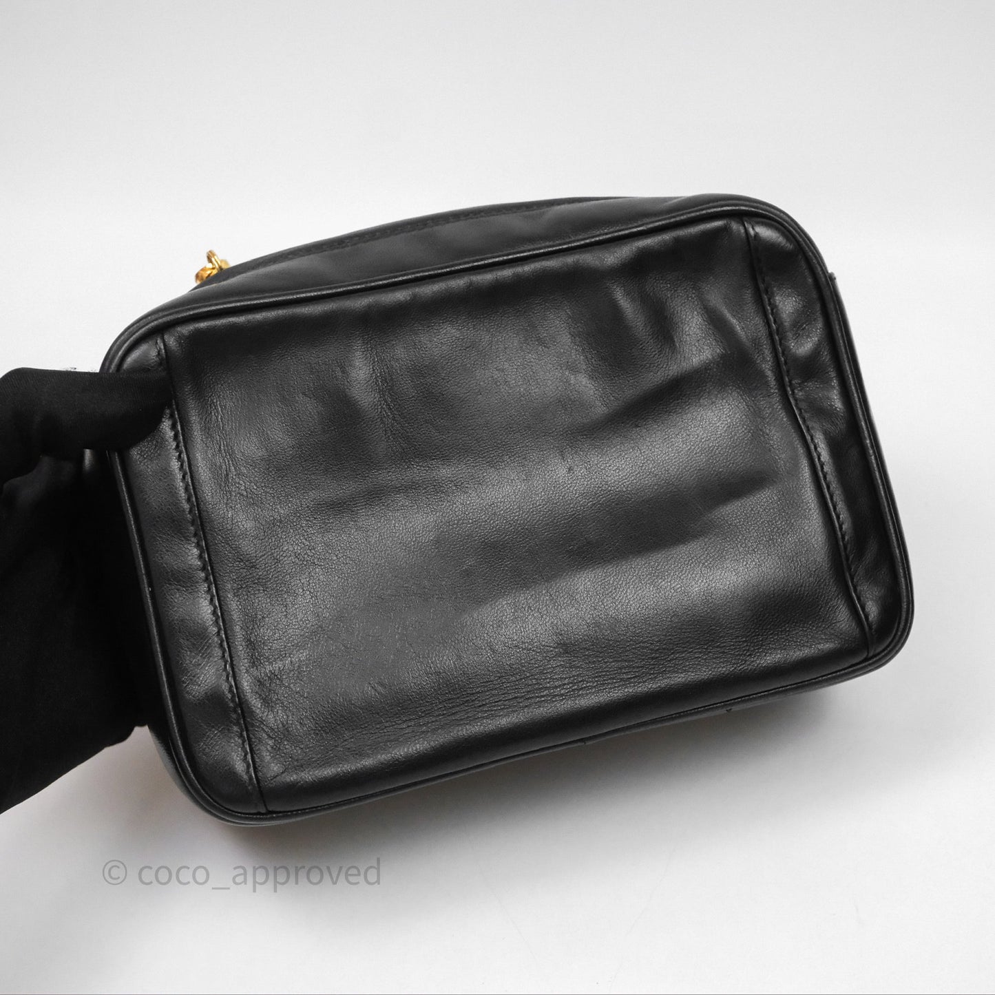 Chanel Vintage CC Camera Bag Black Lambskin 24K Gold Hardware