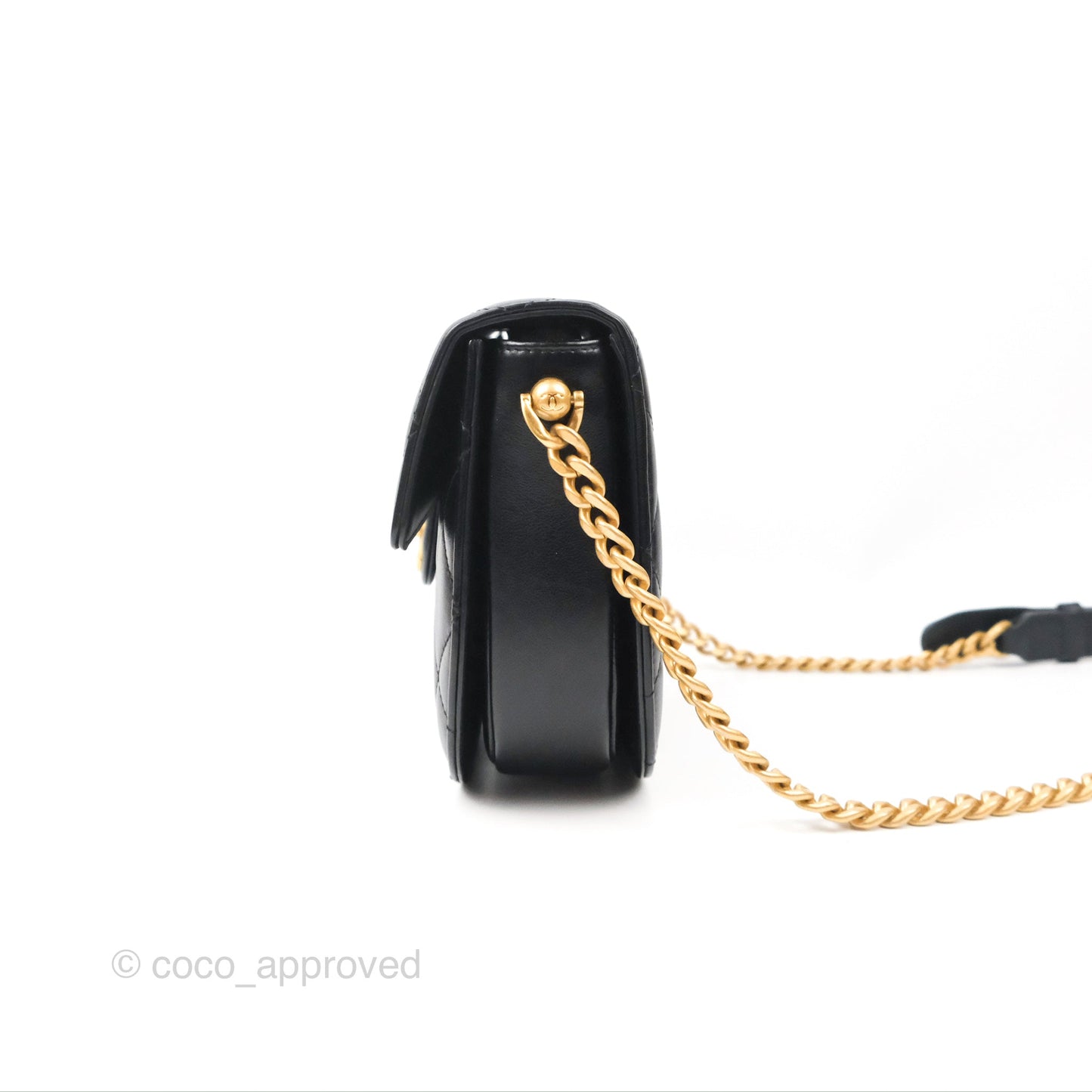 Chanel Small Round Messenger Bag Black Calfskin Aged Gold Hardware