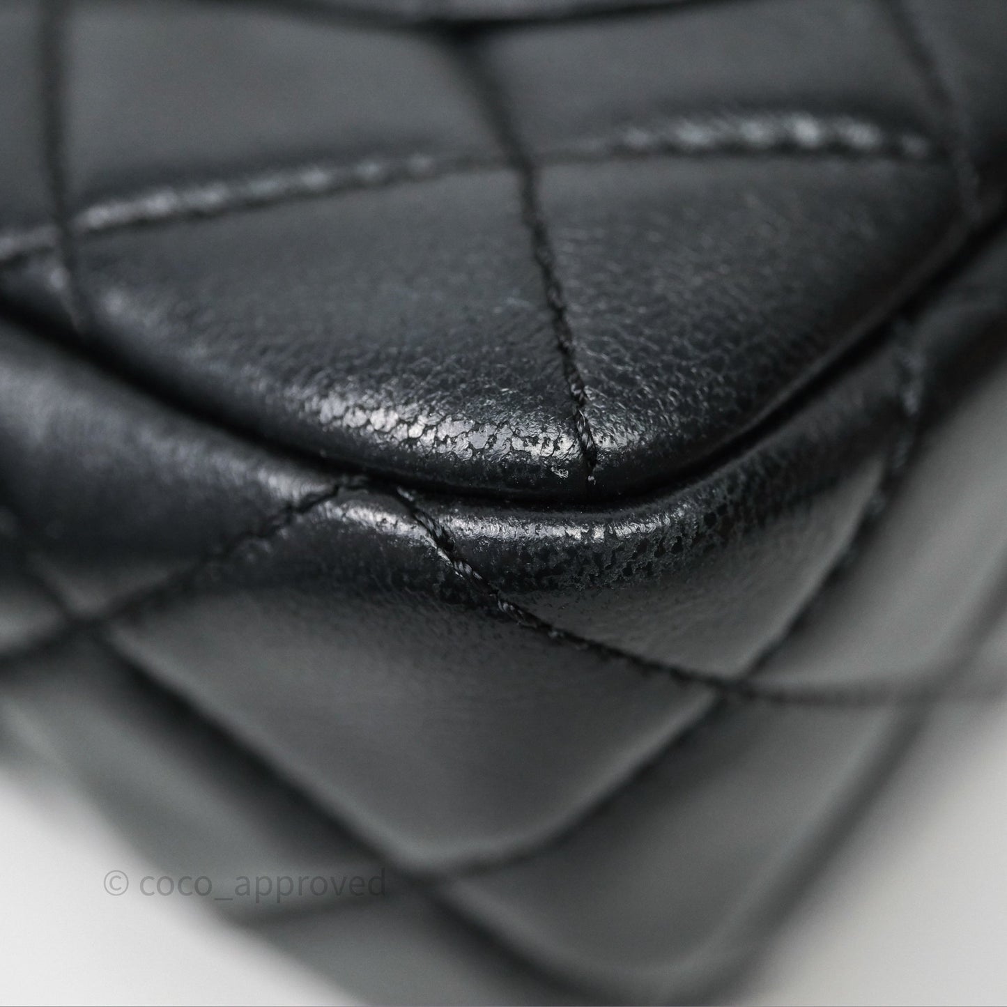 Chanel Mini Rectangular Pearl Crush Quilted Black Lambskin Aged Gold Hardware
