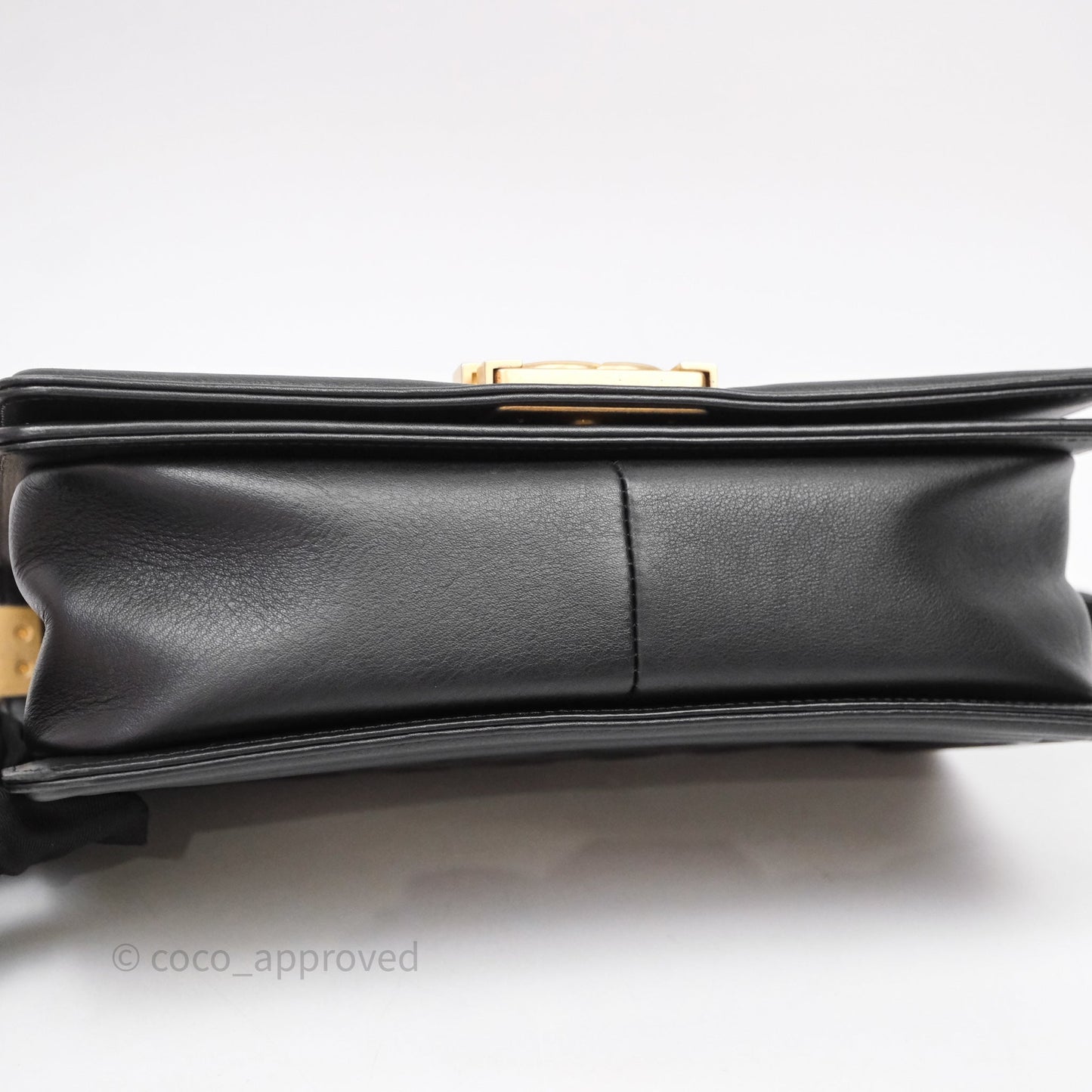 Chanel Medium Boy Quilted Black Calfskin Aged Gold Hardware