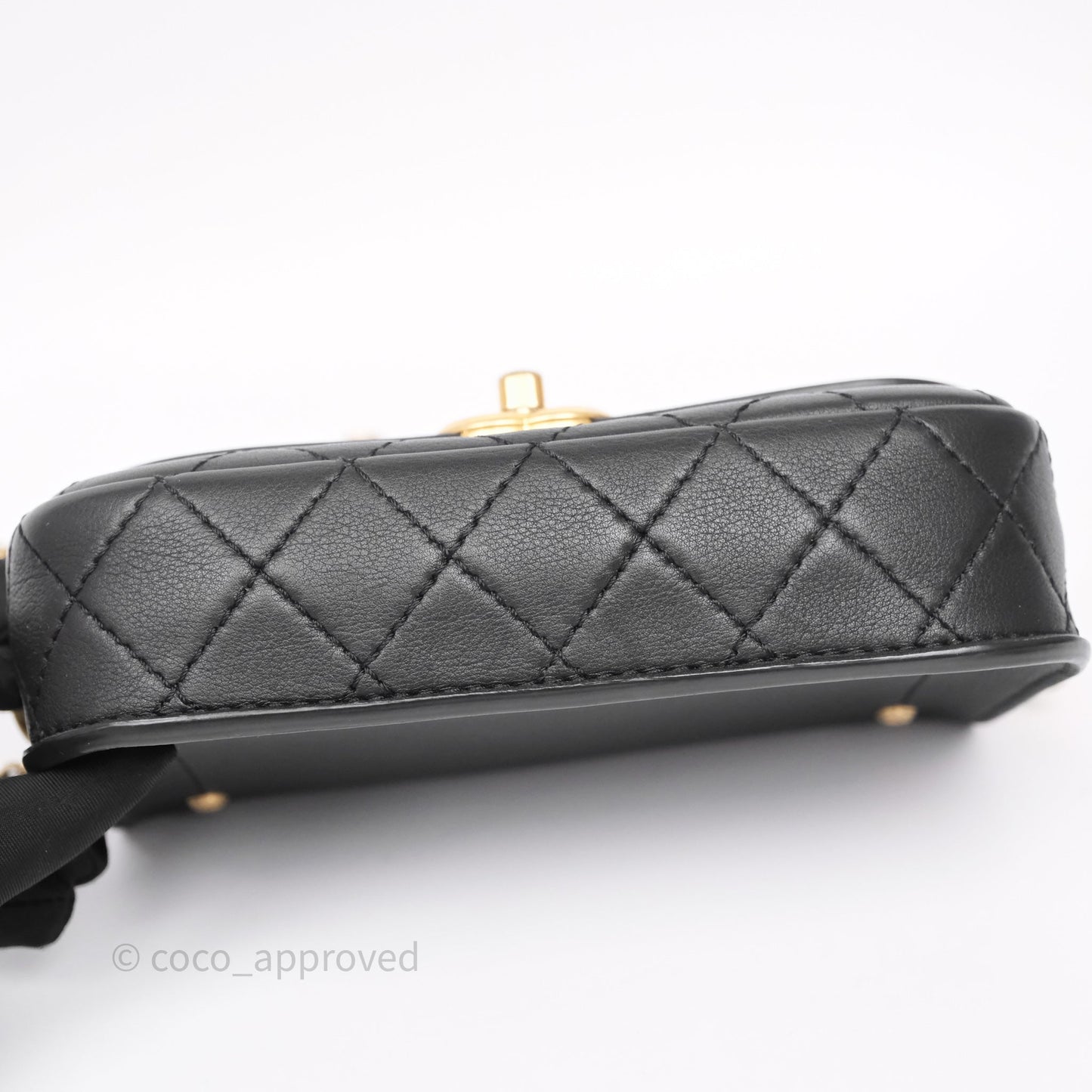 Chanel Quilted Flap Bag with Coin Purse Black Calfksin Aged Gold Hardware