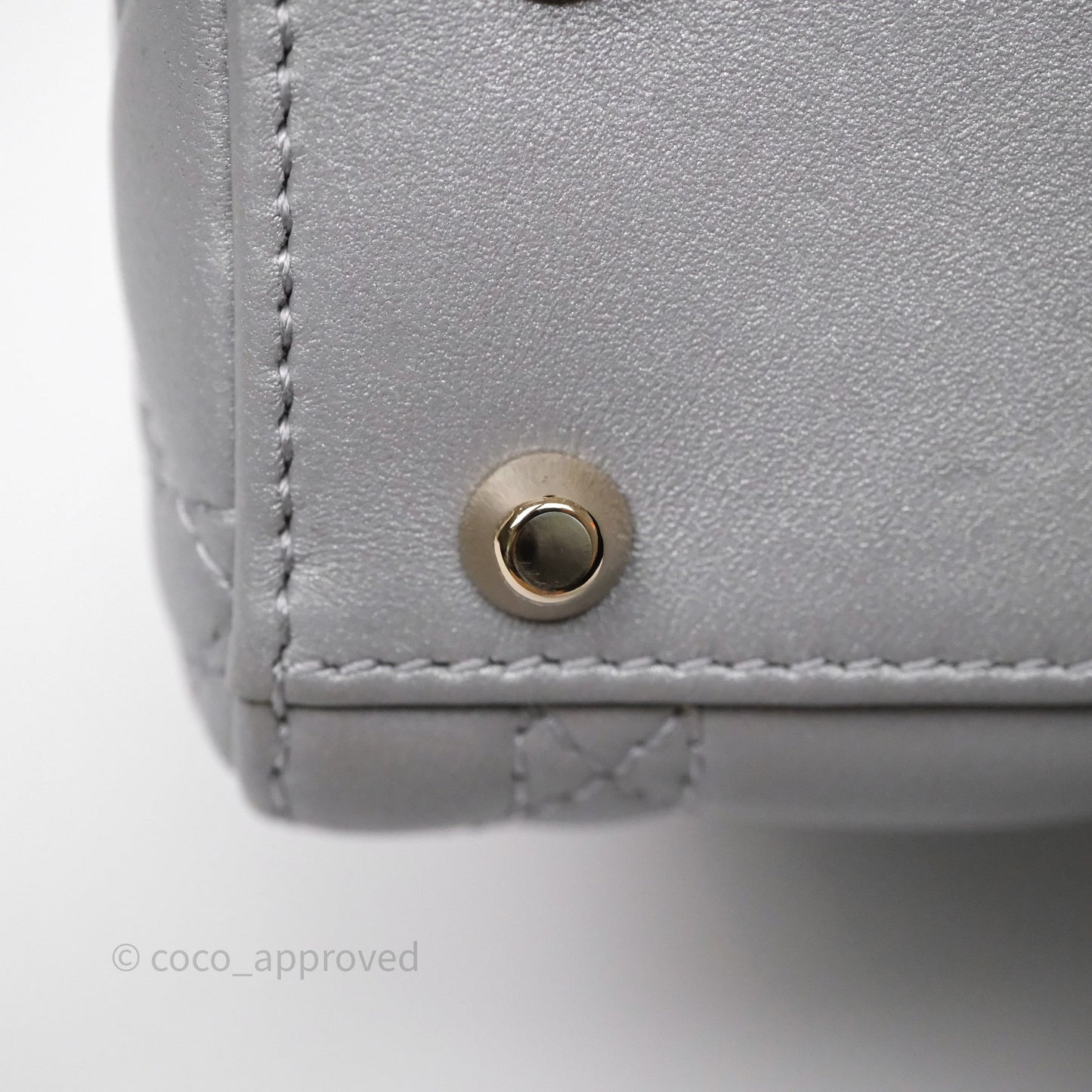 Christian Dior Mini Lady Dior Iridescent Grey Lambskin Cannage Gold Hardware