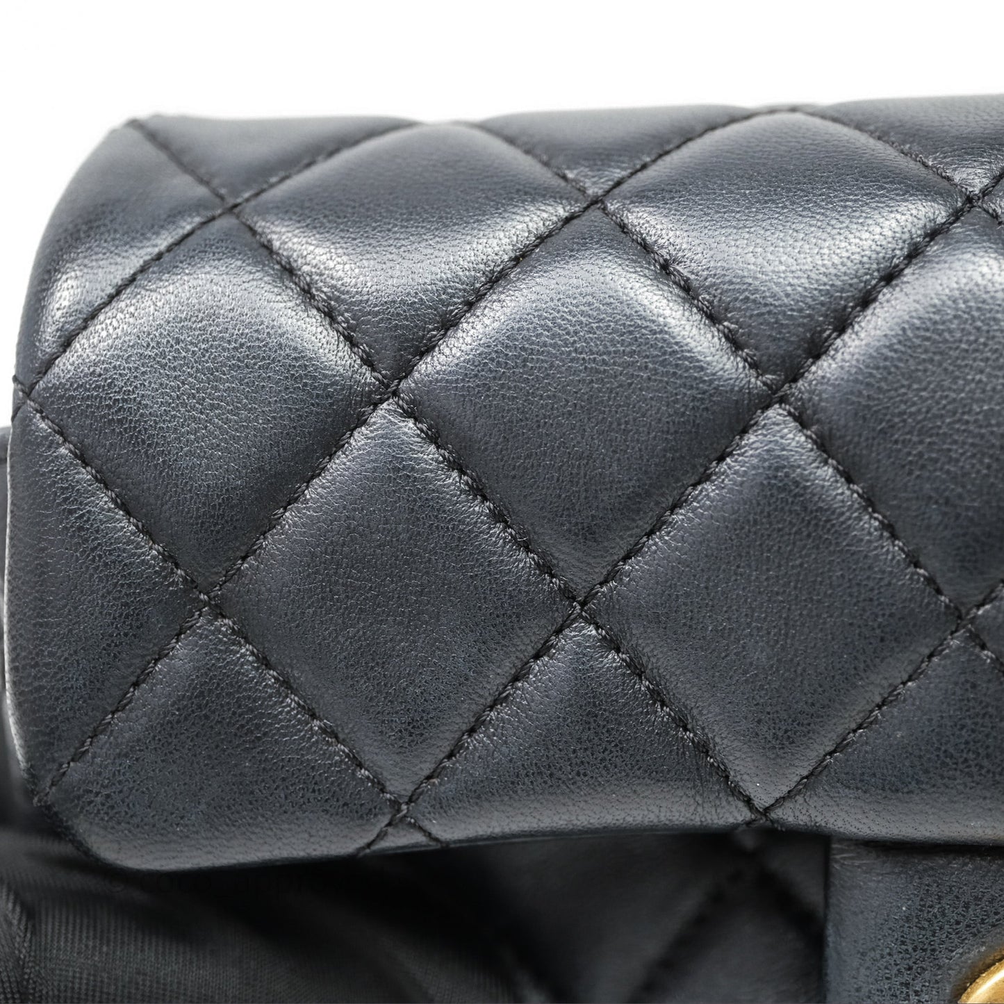 Chanel Mini Rectangular Pearl Crush Quilted Black Lambskin Aged Gold Hardware
