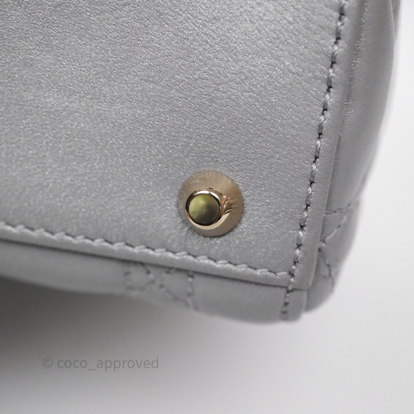 Christian Dior Mini Lady Dior Iridescent Grey Lambskin Cannage Gold Hardware