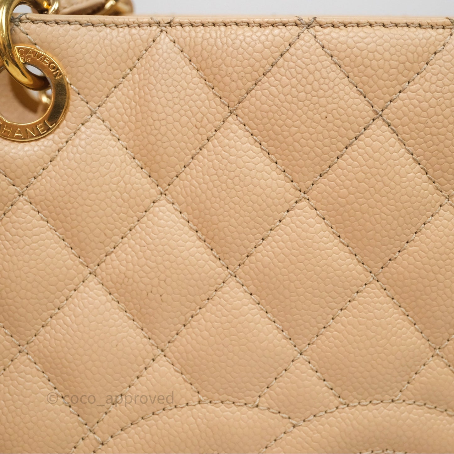Chanel Vertical GST Beige Caviar Gold Hardware