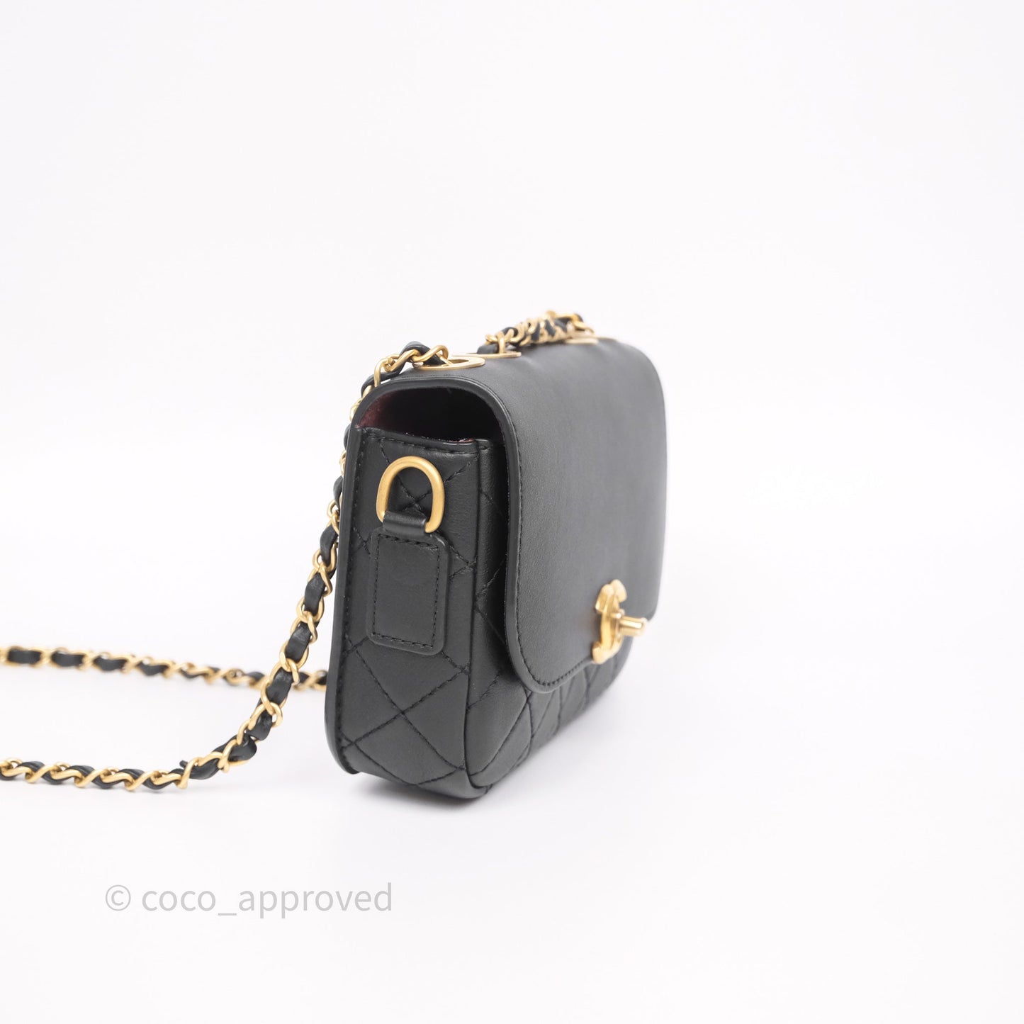 Chanel Quilted Flap Bag with Coin Purse Black Calfksin Aged Gold Hardware