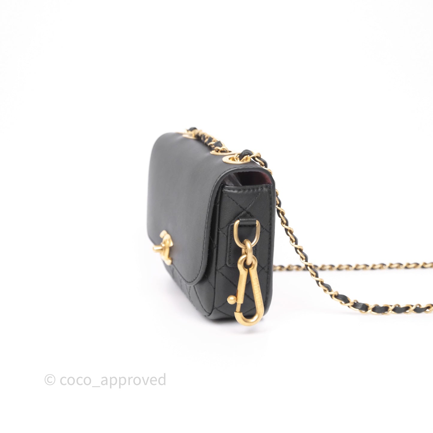 Chanel Quilted Flap Bag with Coin Purse Black Calfksin Aged Gold Hardware