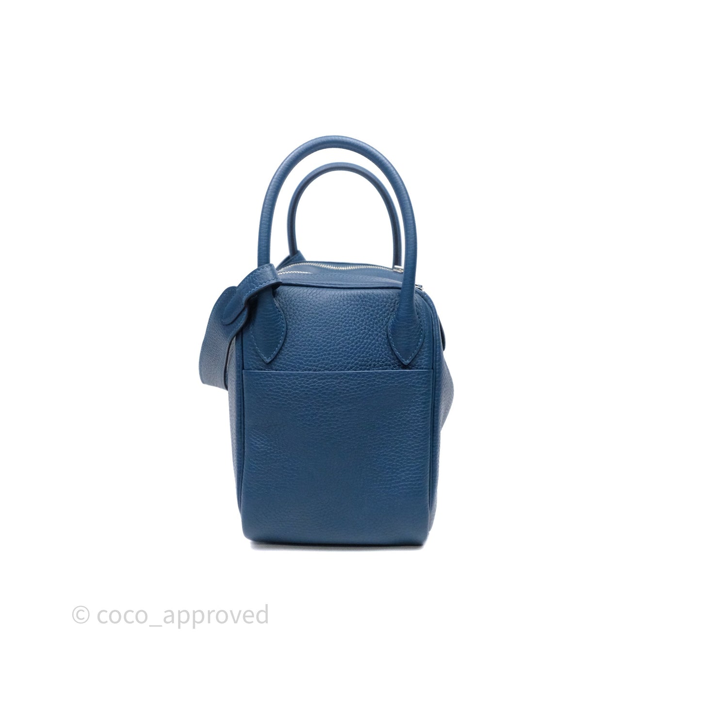 Hermès Lindy 30 Bleu Colvert 1P Clemence Palladium Hardware