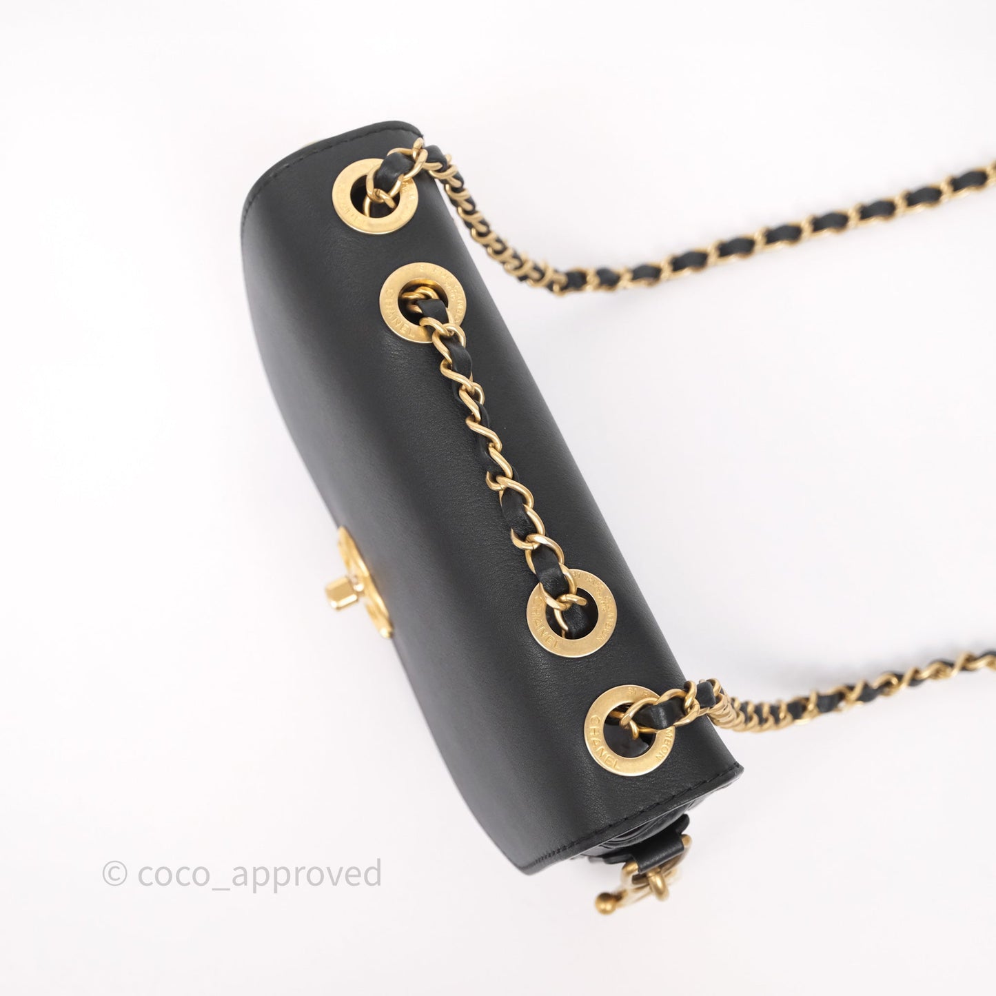 Chanel Quilted Flap Bag with Coin Purse Black Calfksin Aged Gold Hardware