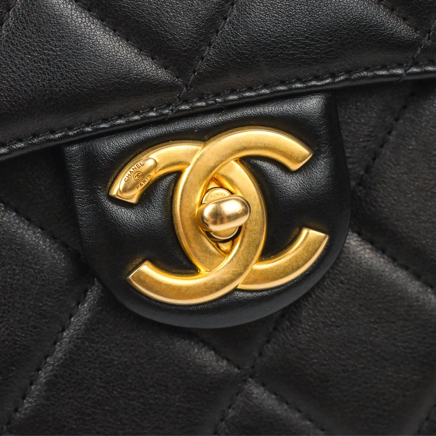 Chanel Small Round Messenger Bag Black Calfskin Aged Gold Hardware