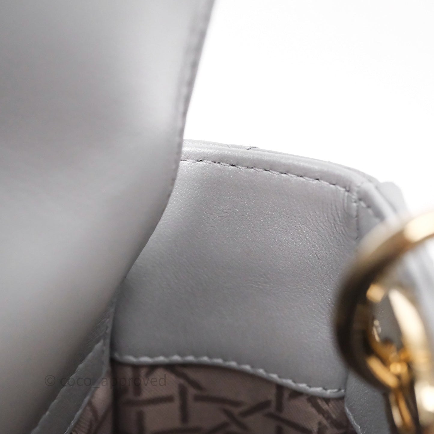 Christian Dior Mini Lady Dior Iridescent Grey Lambskin Cannage Gold Hardware