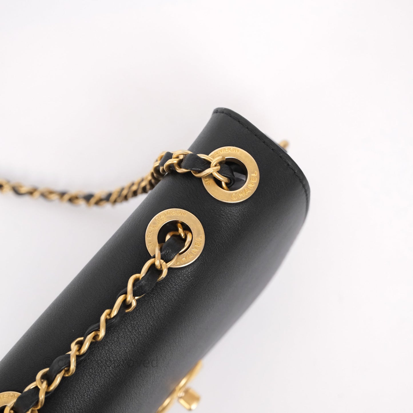 Chanel Quilted Flap Bag with Coin Purse Black Calfksin Aged Gold Hardware