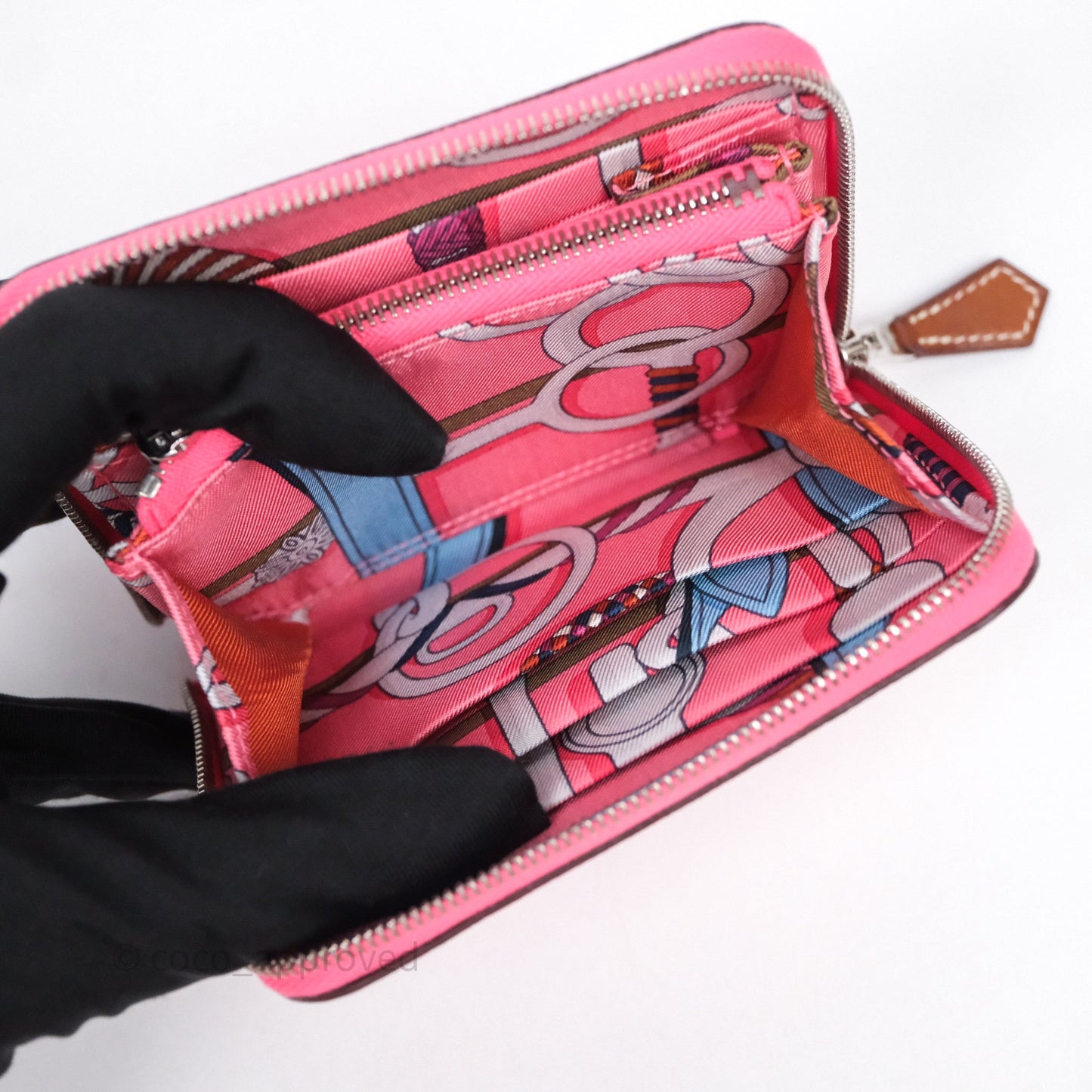 Hermès Silk In Compact Wallet Rose Azalee 8W Epsom