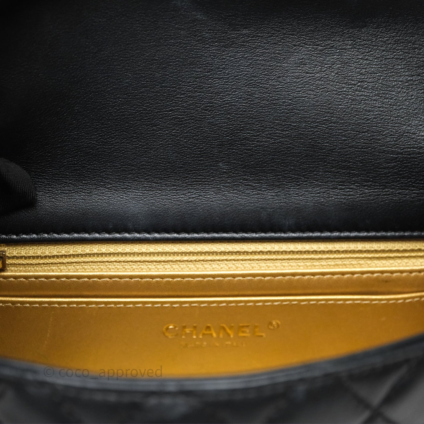 Chanel Mini Rectangular Pearl Crush Quilted Black Lambskin Aged Gold Hardware