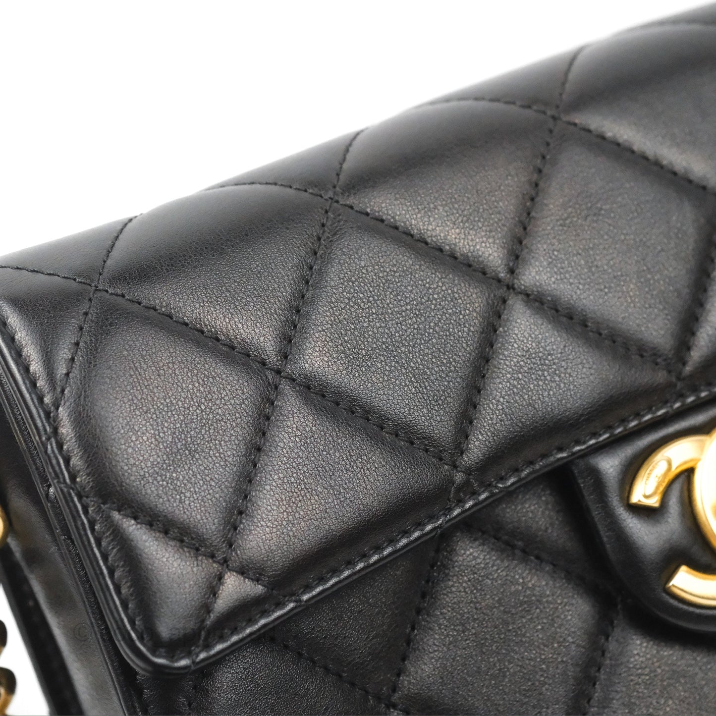 Chanel Small Round Messenger Bag Black Calfskin Aged Gold Hardware