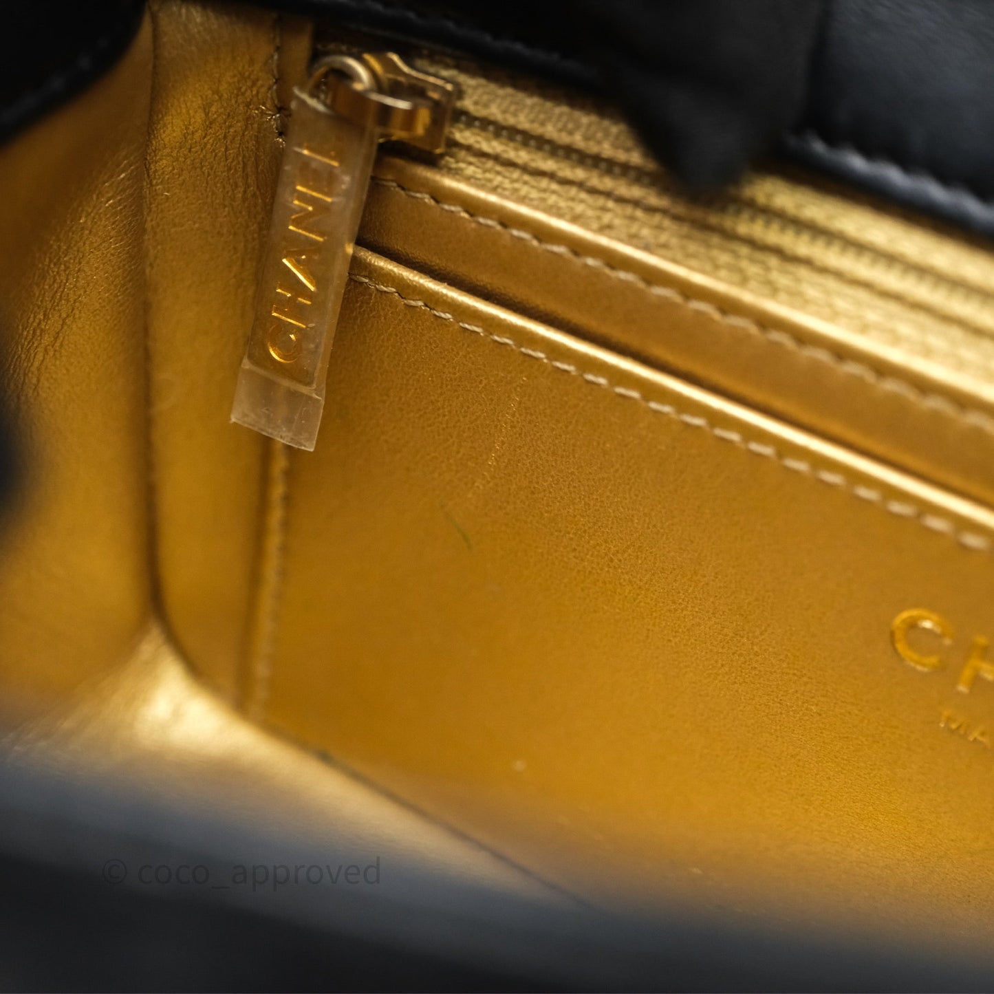 Chanel Mini Rectangular Pearl Crush Quilted Black Lambskin Aged Gold Hardware