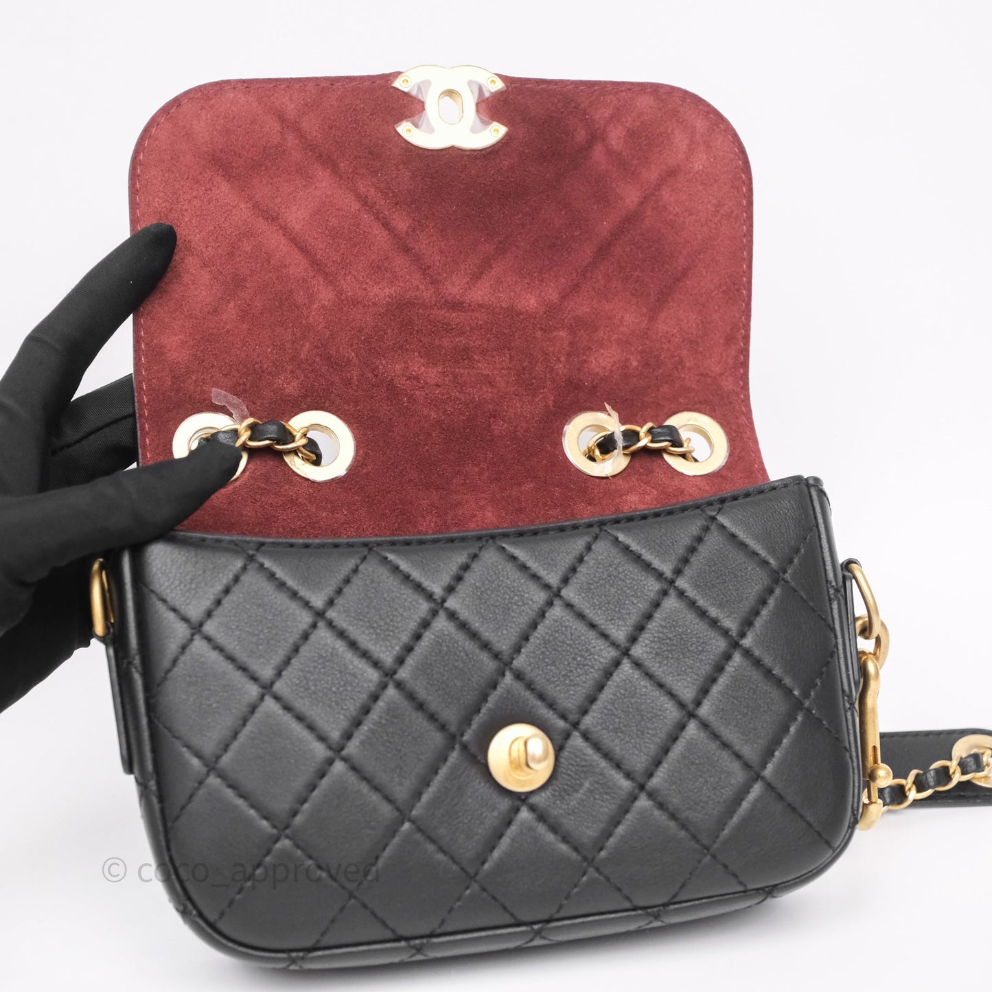 Chanel Quilted Flap Bag with Coin Purse Black Calfksin Aged Gold Hardware