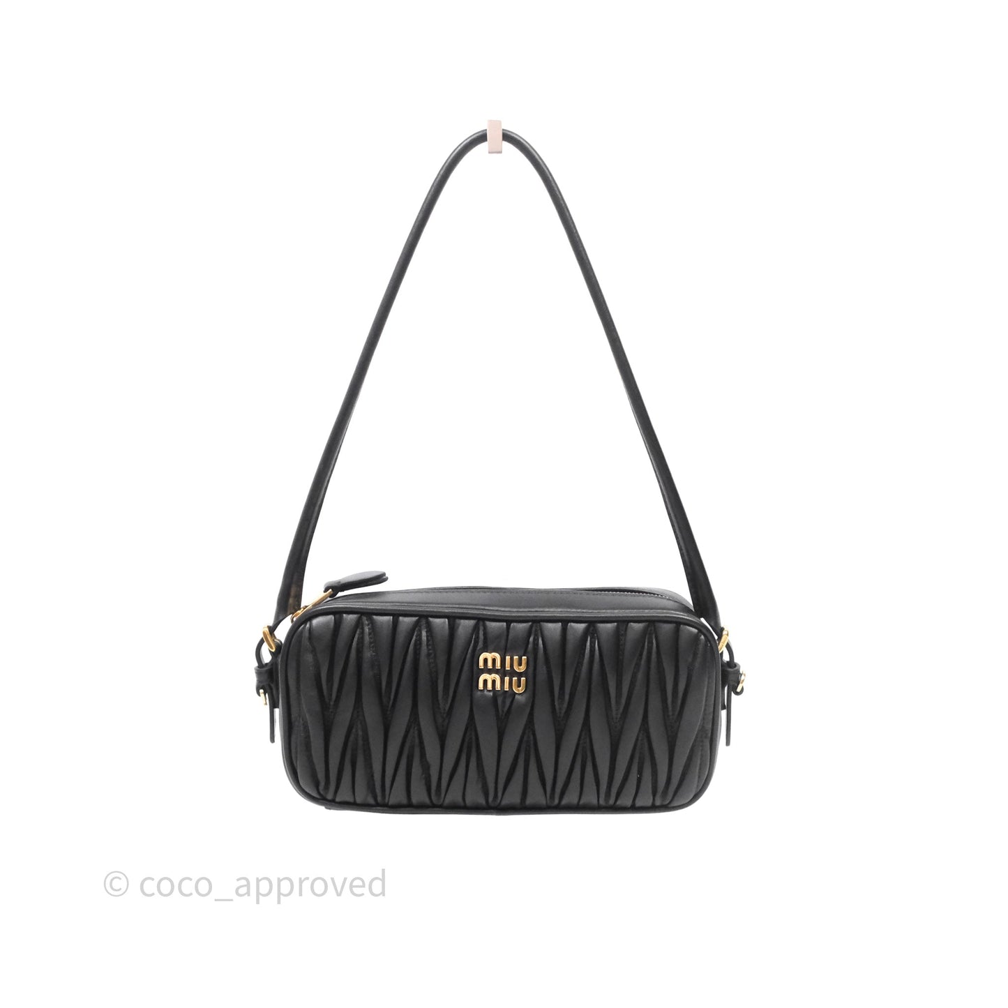 Miu Miu Matelassé Nappa Leather Shoulder Black Bag
