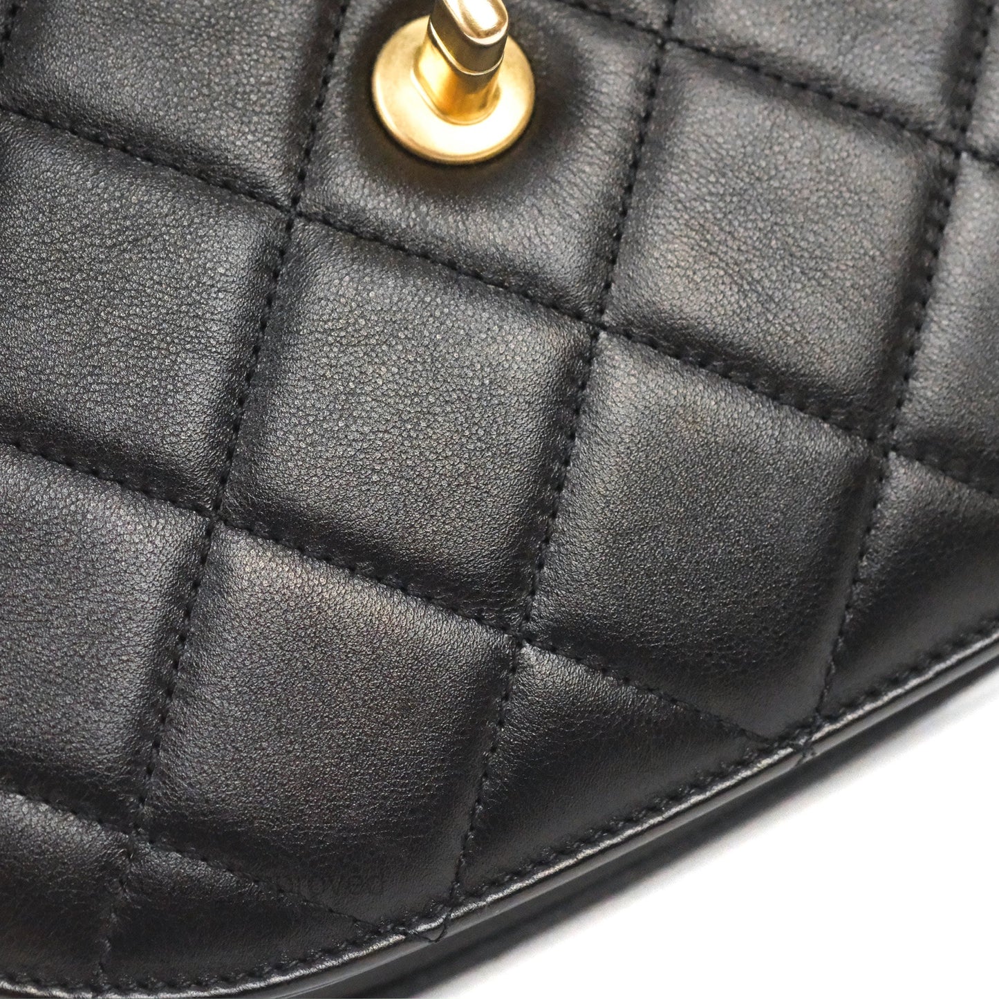 Chanel Small Round Messenger Bag Black Calfskin Aged Gold Hardware