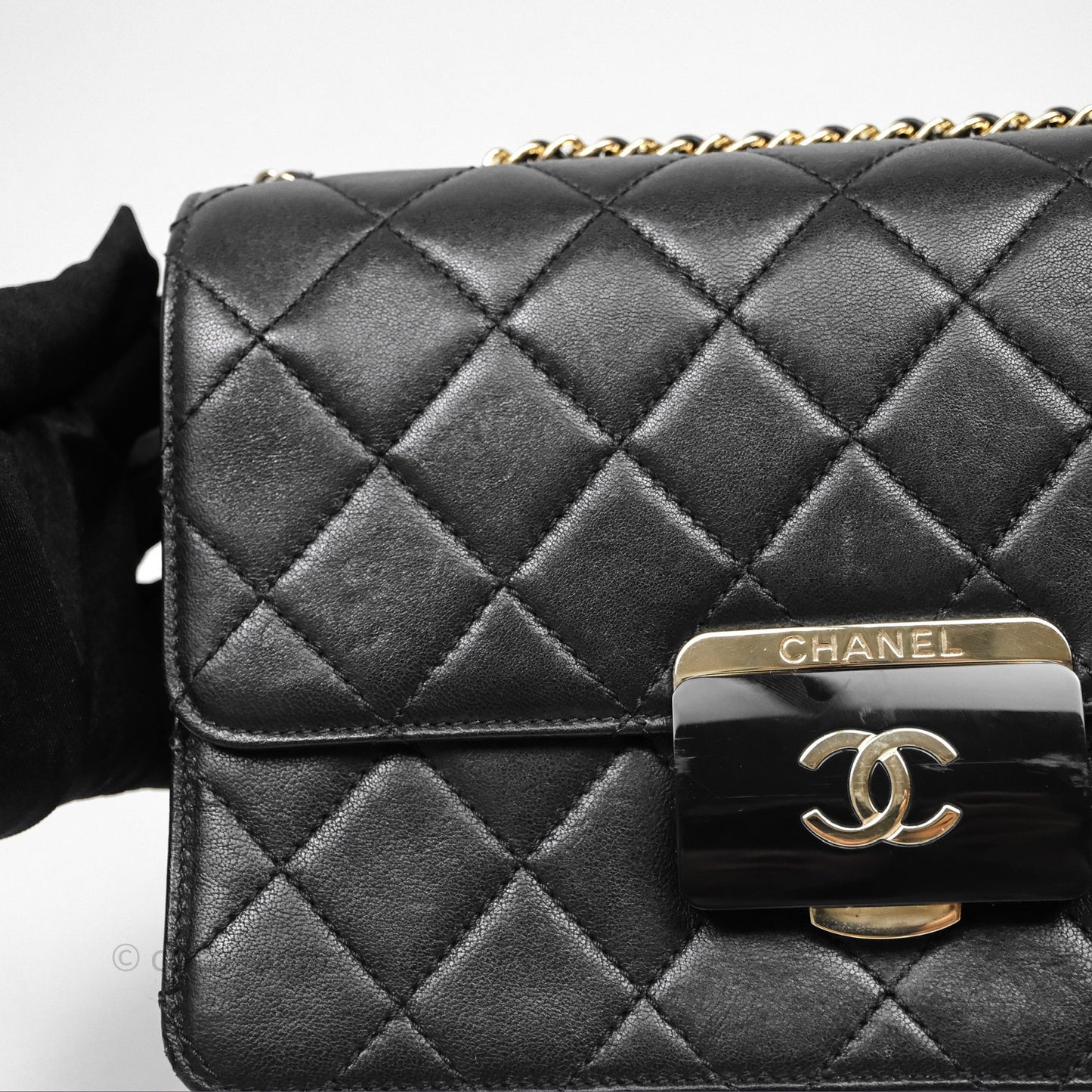 Chanel Beauty Lock Flap Bag Black Calfskin Gold Hardware