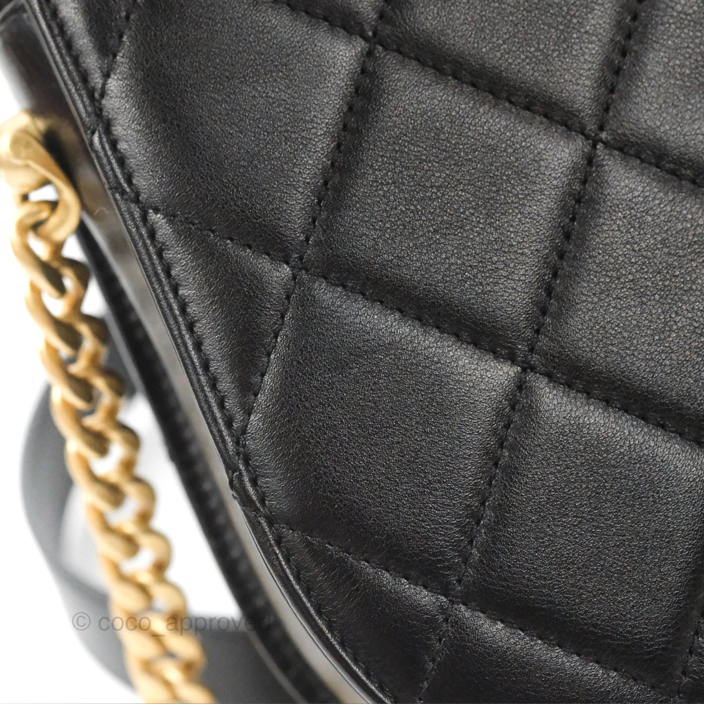 Chanel Small Round Messenger Bag Black Calfskin Aged Gold Hardware